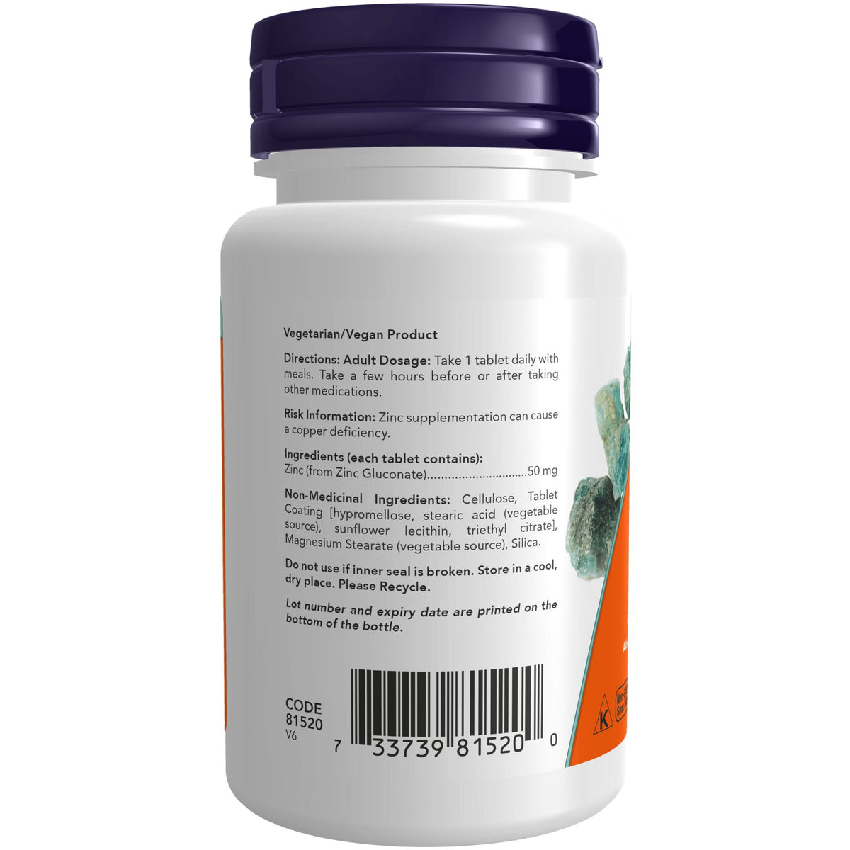 NOW Zinc Gluconate 50mg Tablets 100s