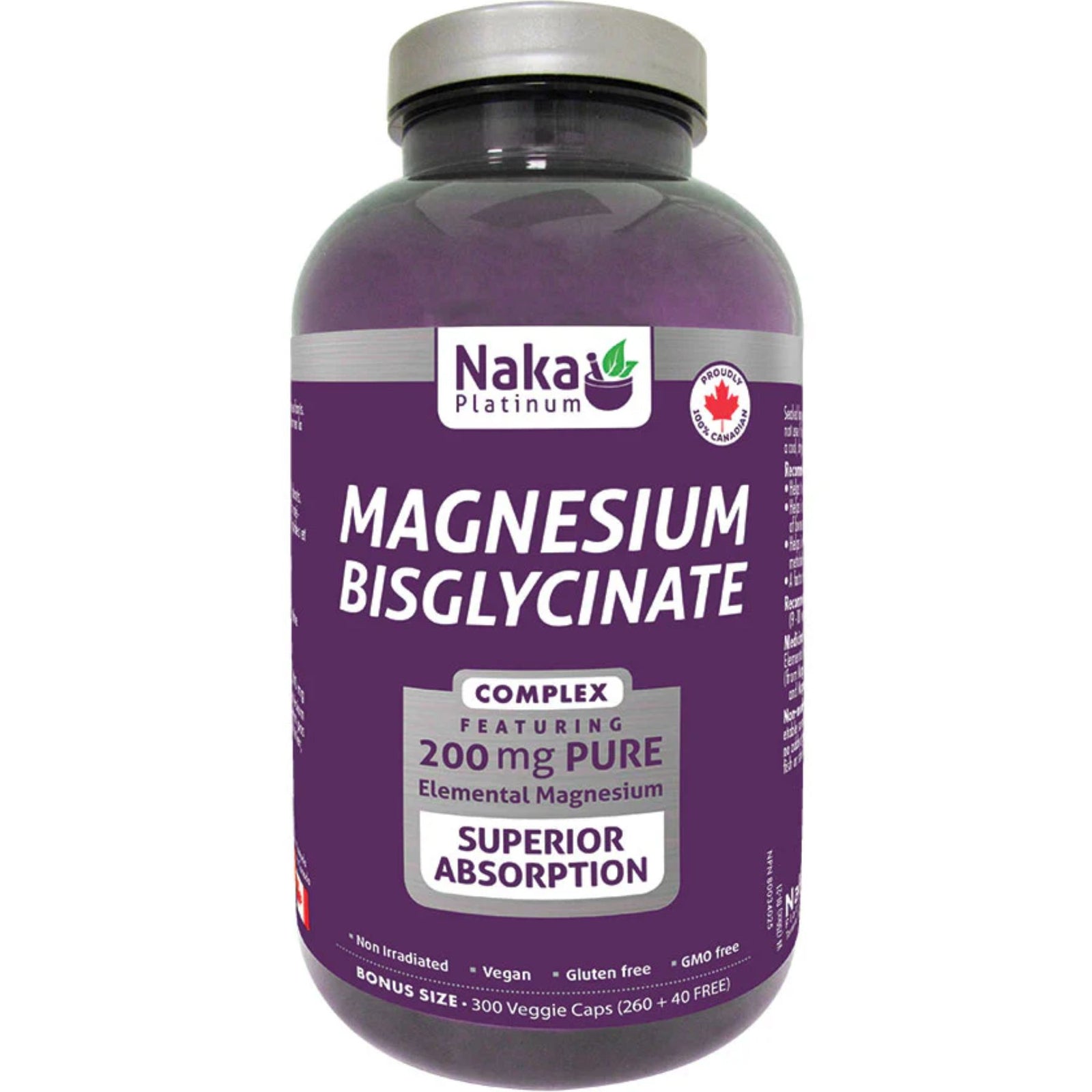 Naka Magnesium Bisglycinate 200mg 300s Bonus Size (260 + 40 Free)