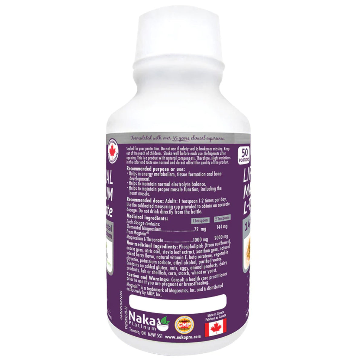 Naka Liposomal Magnesium L-Threonate Bonus 250ml (200+50 free)