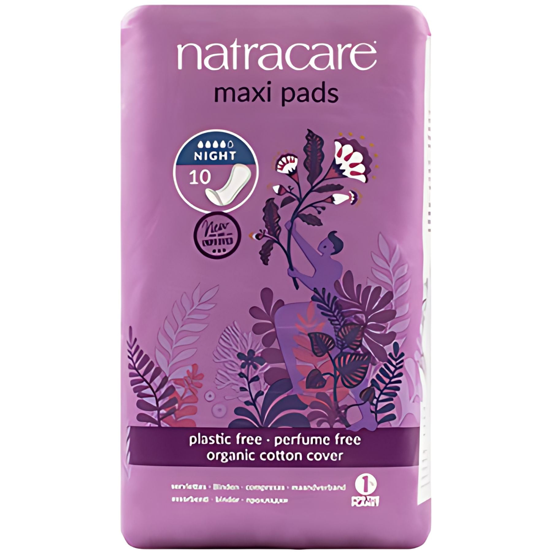 Natracare Night Time Natural Maxi Pads 10ct