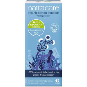 Natracare Regular Organic Cotton Tampons with Applicator 16ct