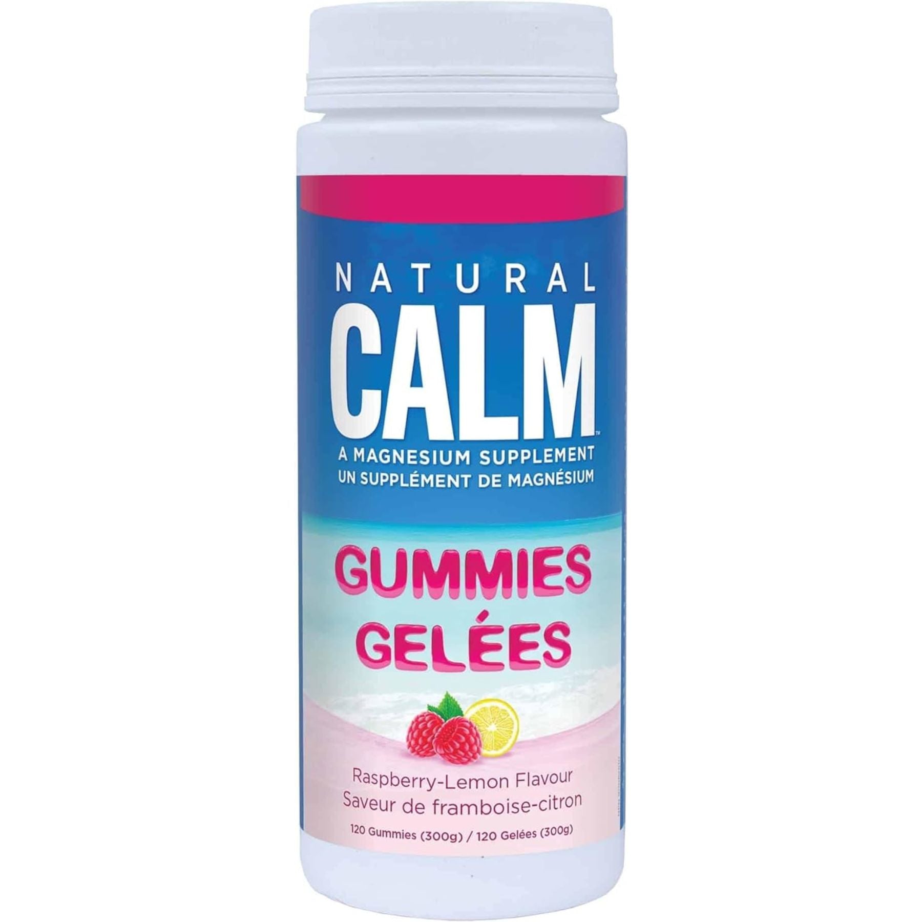 Natural Calm Magnesium Gummies Raspberry-Lemon Flavour 120s