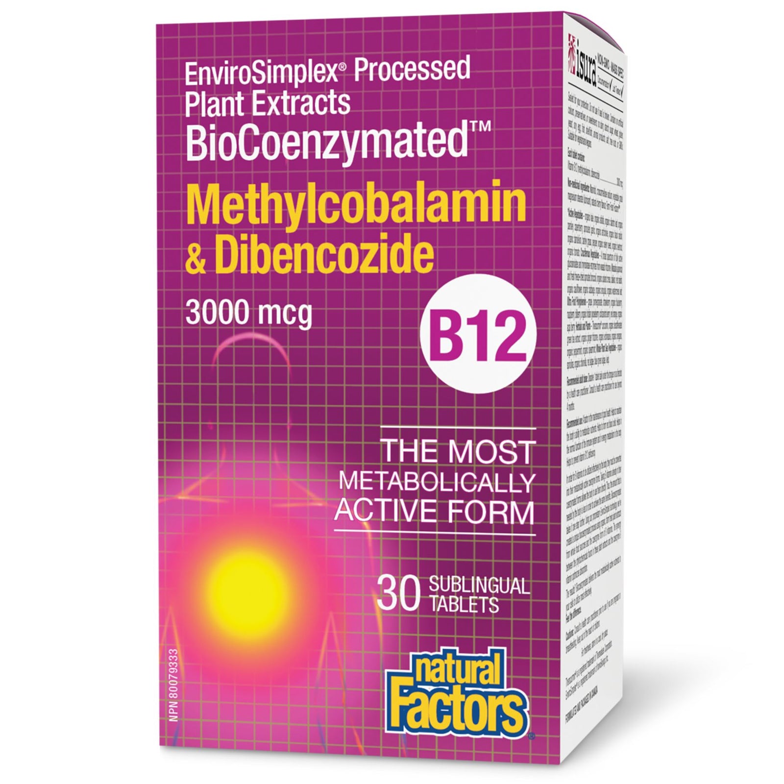 Natural Factors BioCoenzymated Methylcobalamin & Dibencozide B12 3000 mcg 30s