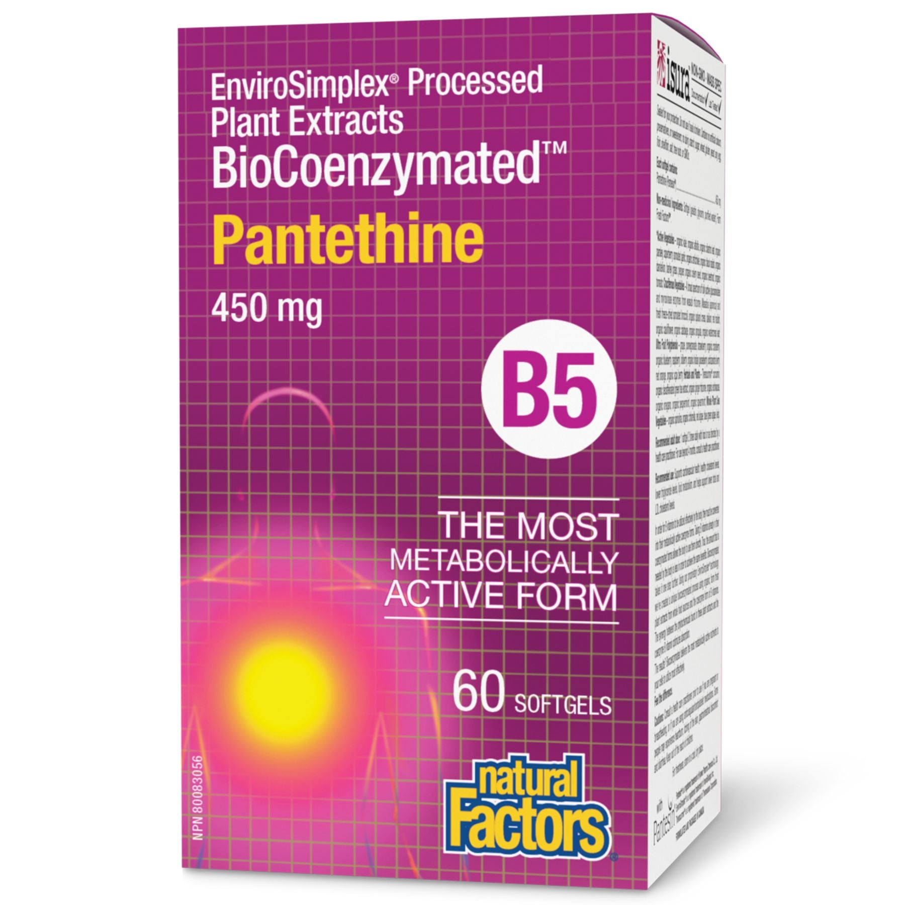 Natural Factors BioCoenzymated Pantethine B5 450mg 60s