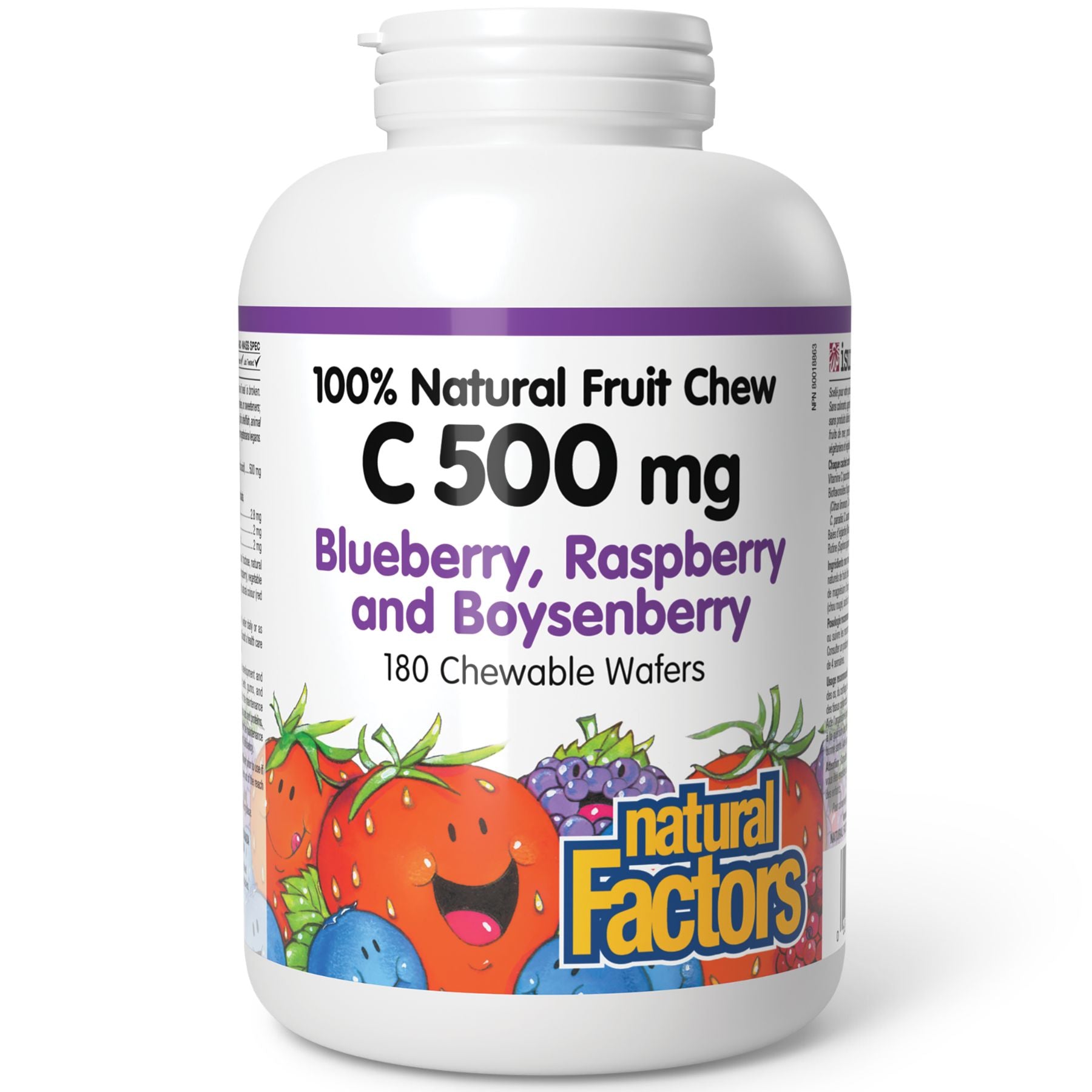 Natural Factors C 500 mg Blueberry, Raspberry and Boysenberry 180s