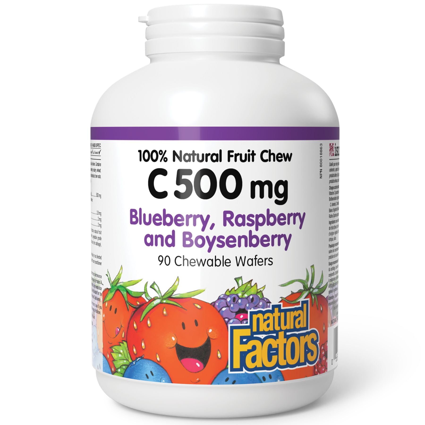 Natural Factors C 500 mg 100% Natural Fruit Chew, Blueberry, Raspberry & Boysenberry 90s