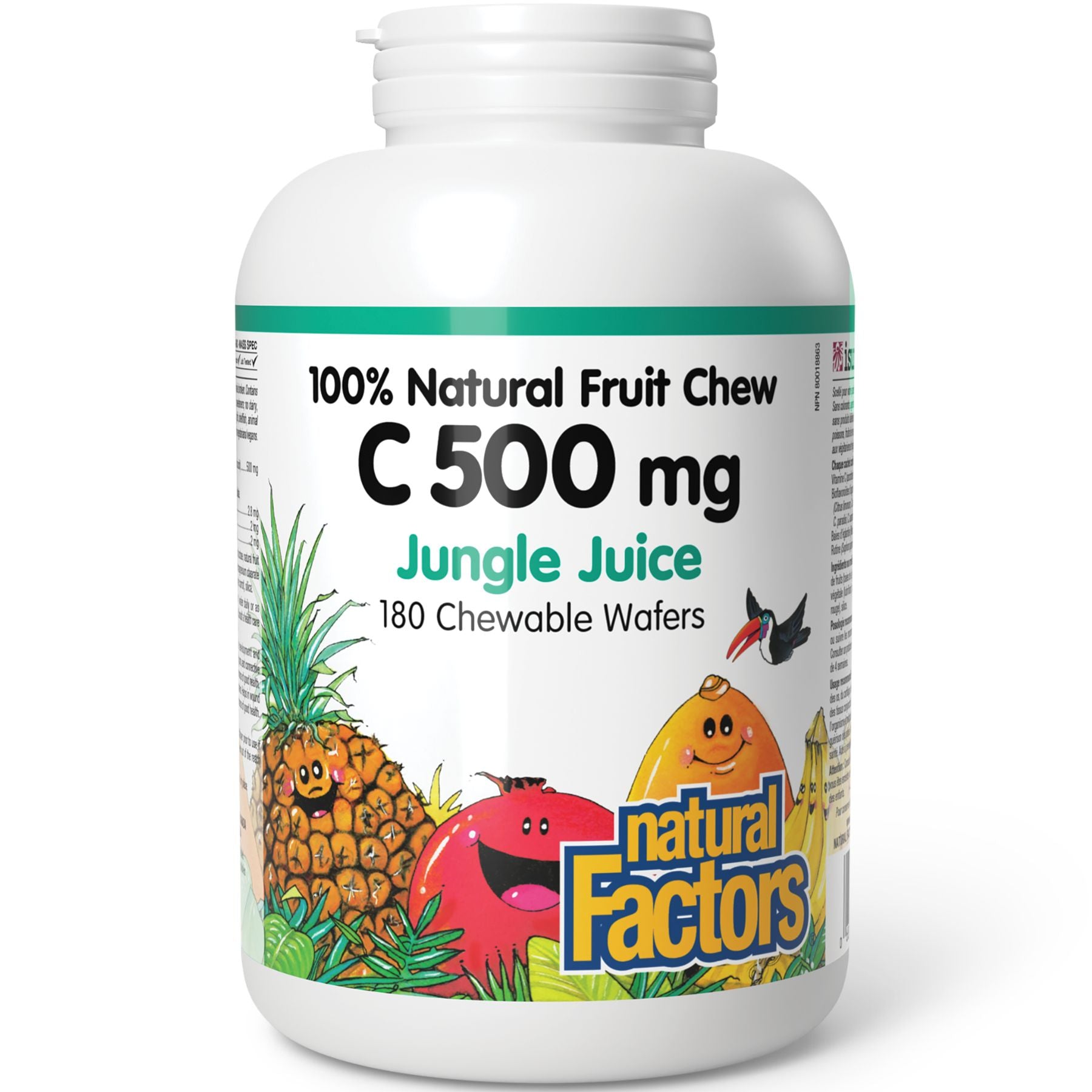 Natural Factors C 500 mg 100% Natural Fruit Chew, Jungle Juice Flavour 180s