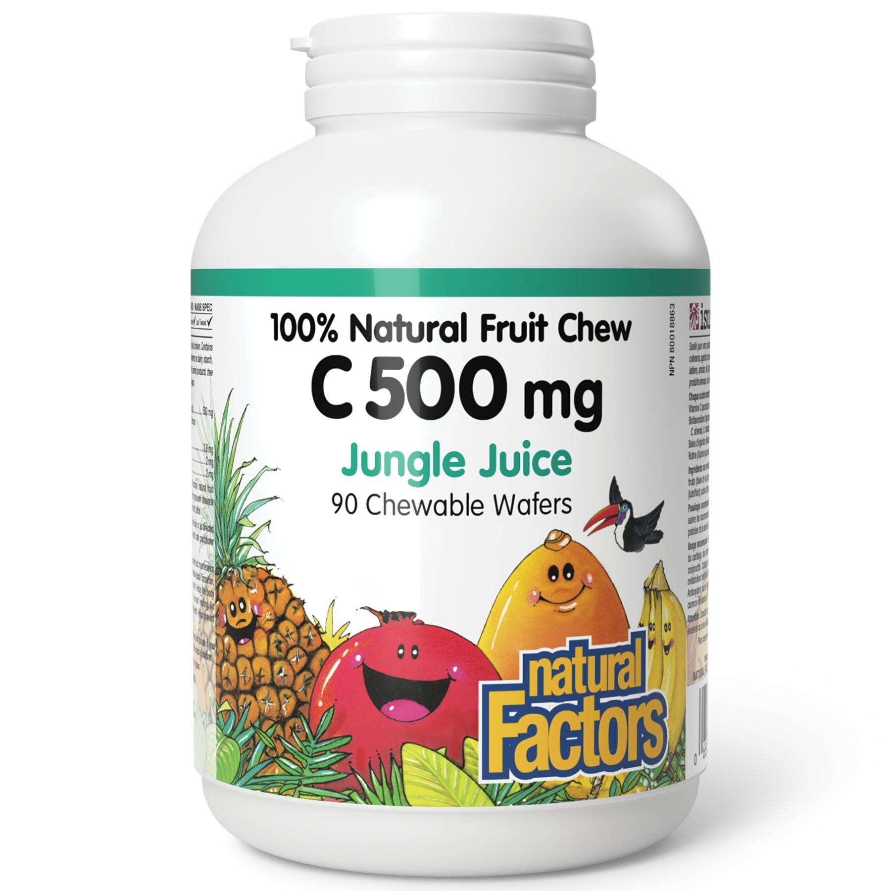 Natural Factors C 500 mg 100% Natural Fruit Chew, Jungle Juice Flavour 90s