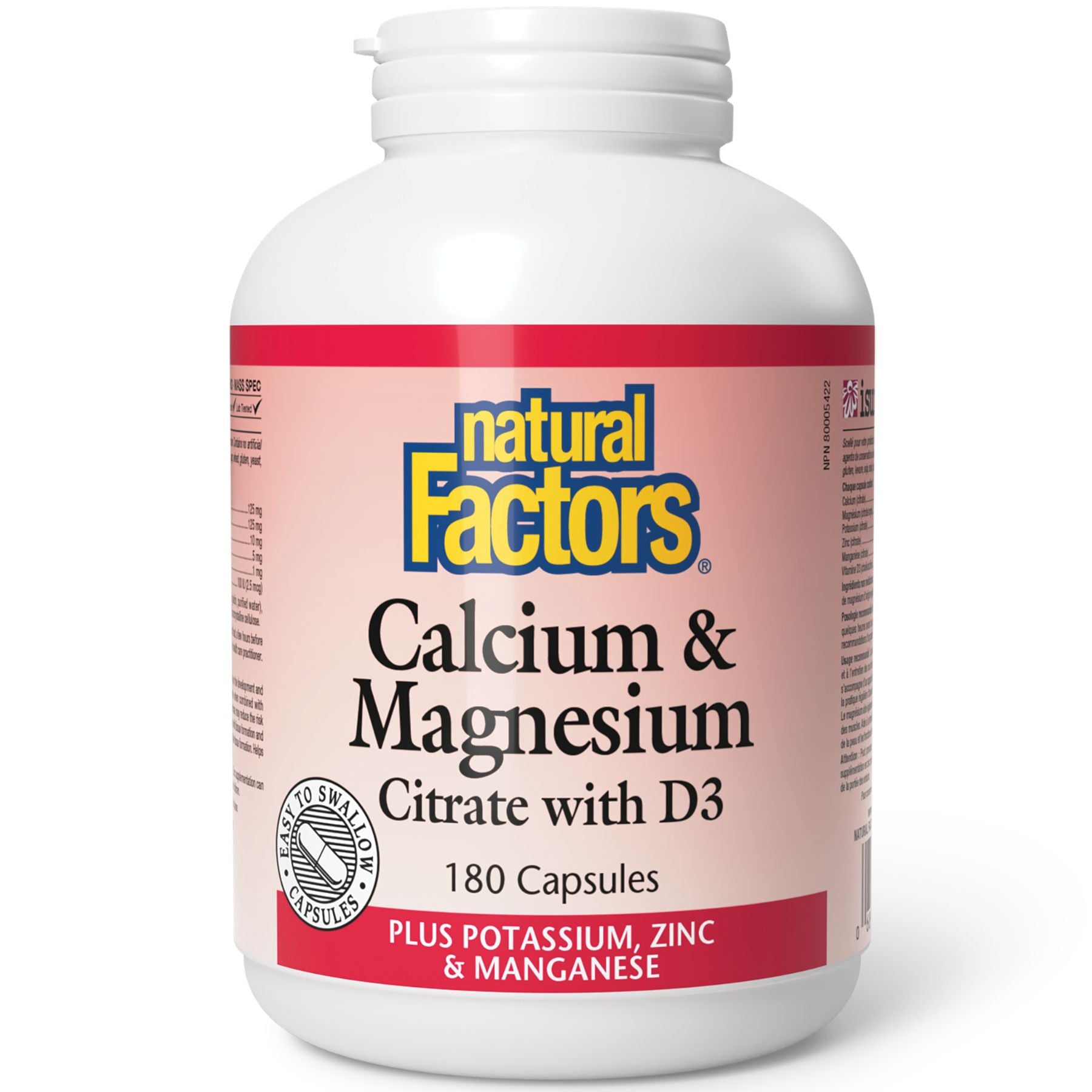 Natural Factors Calcium & Magnesium Citrate with D3 (Capsules) 180s