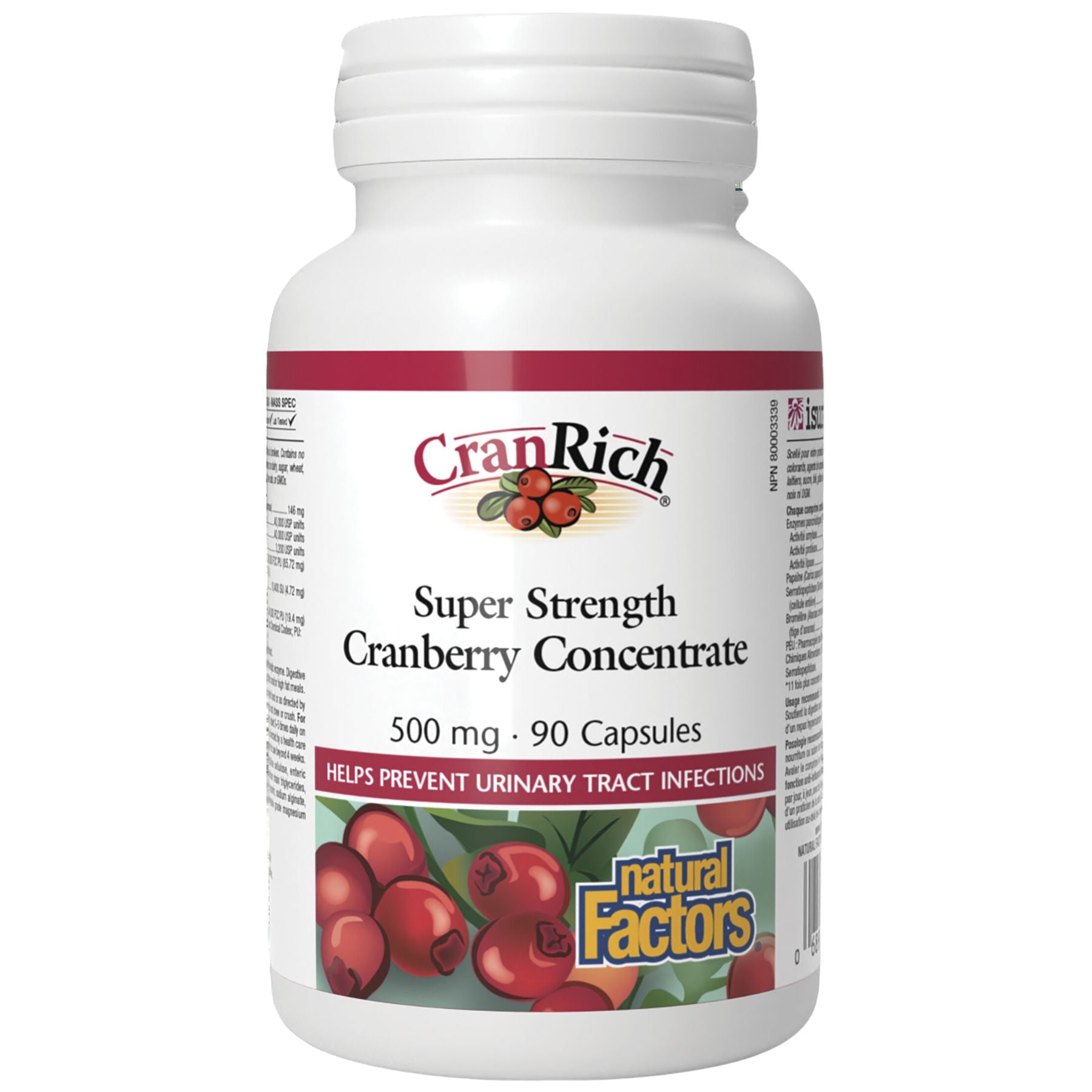 Natural Factors Super Strength Cranberry Concentrate 500 mg (Capsules) 90s