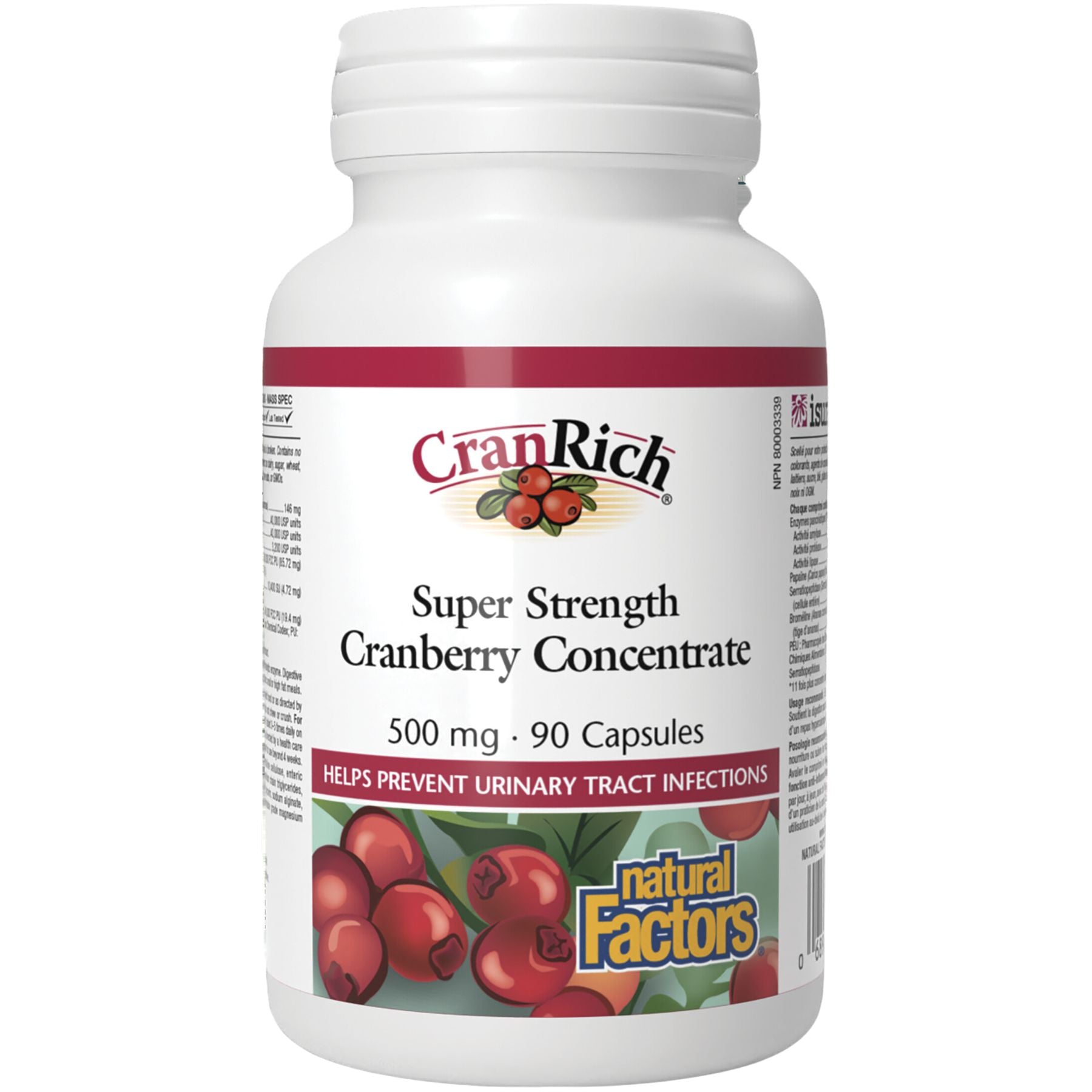 Natural Factors Organic Super Strength Cranberry Concentrate 500mg 90s