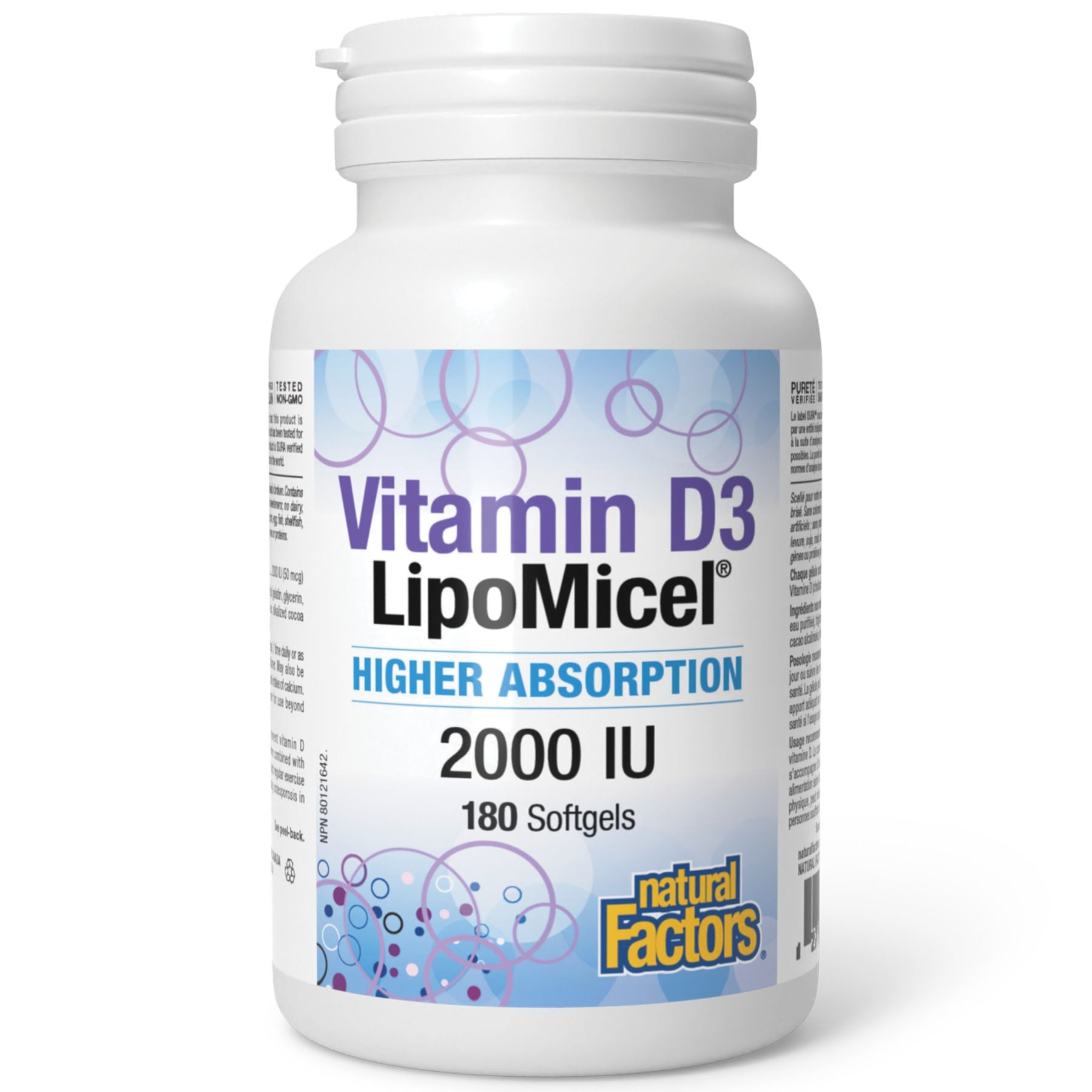 Natural Factors LipoMicel Vitamin D3 2000IU 180s