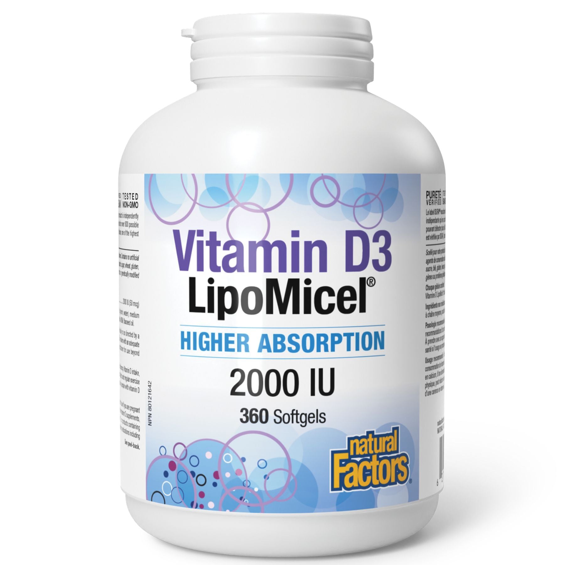 Natural Factors LipoMicel Vitamin D3 2000IU 360s