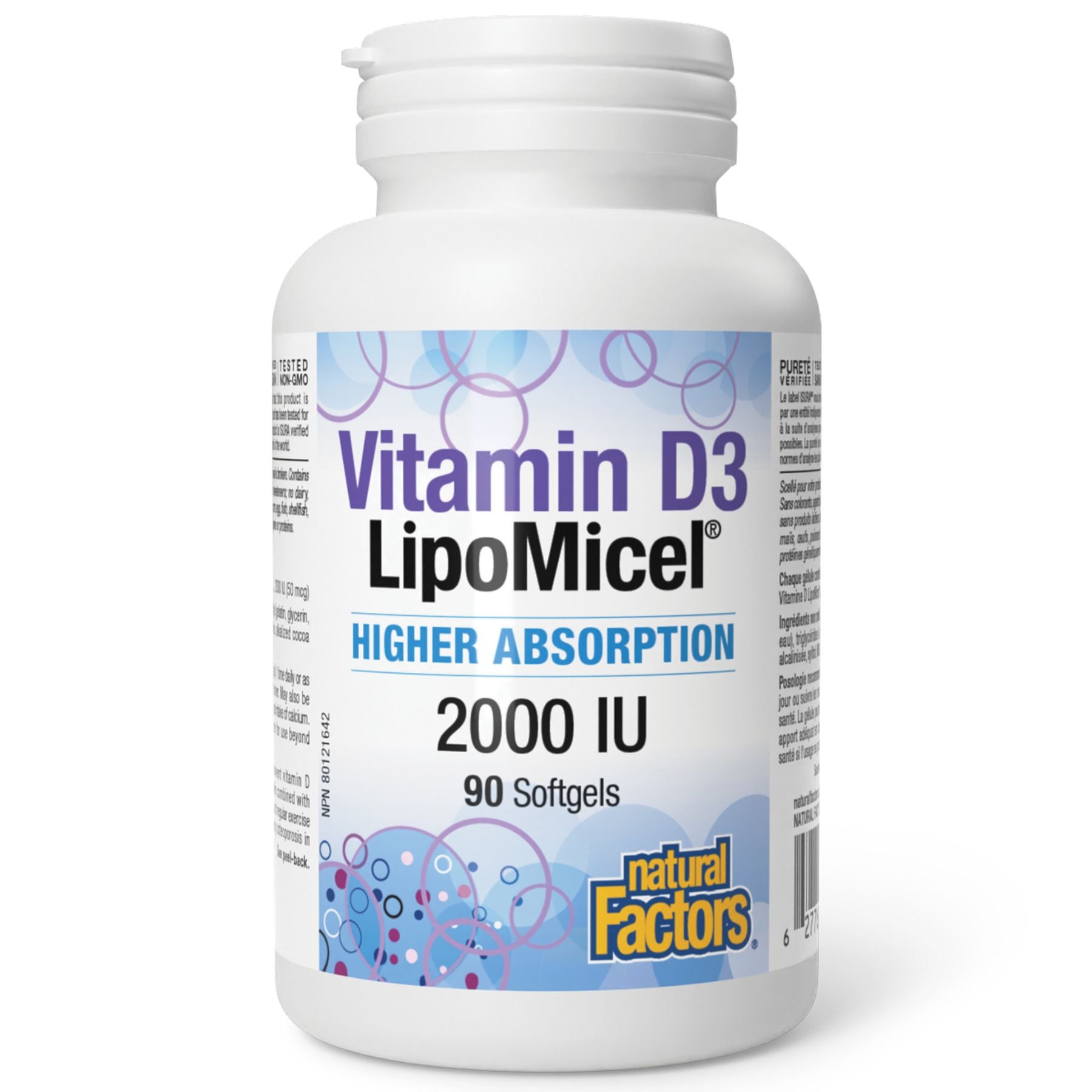 Natural Factors LipoMicel Vitamin D3 2000IU 90s