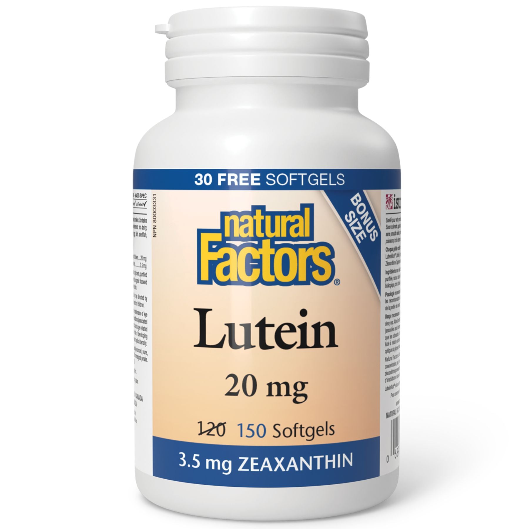 Natural Factors Lutein 20mg 150s (Bonus Size)