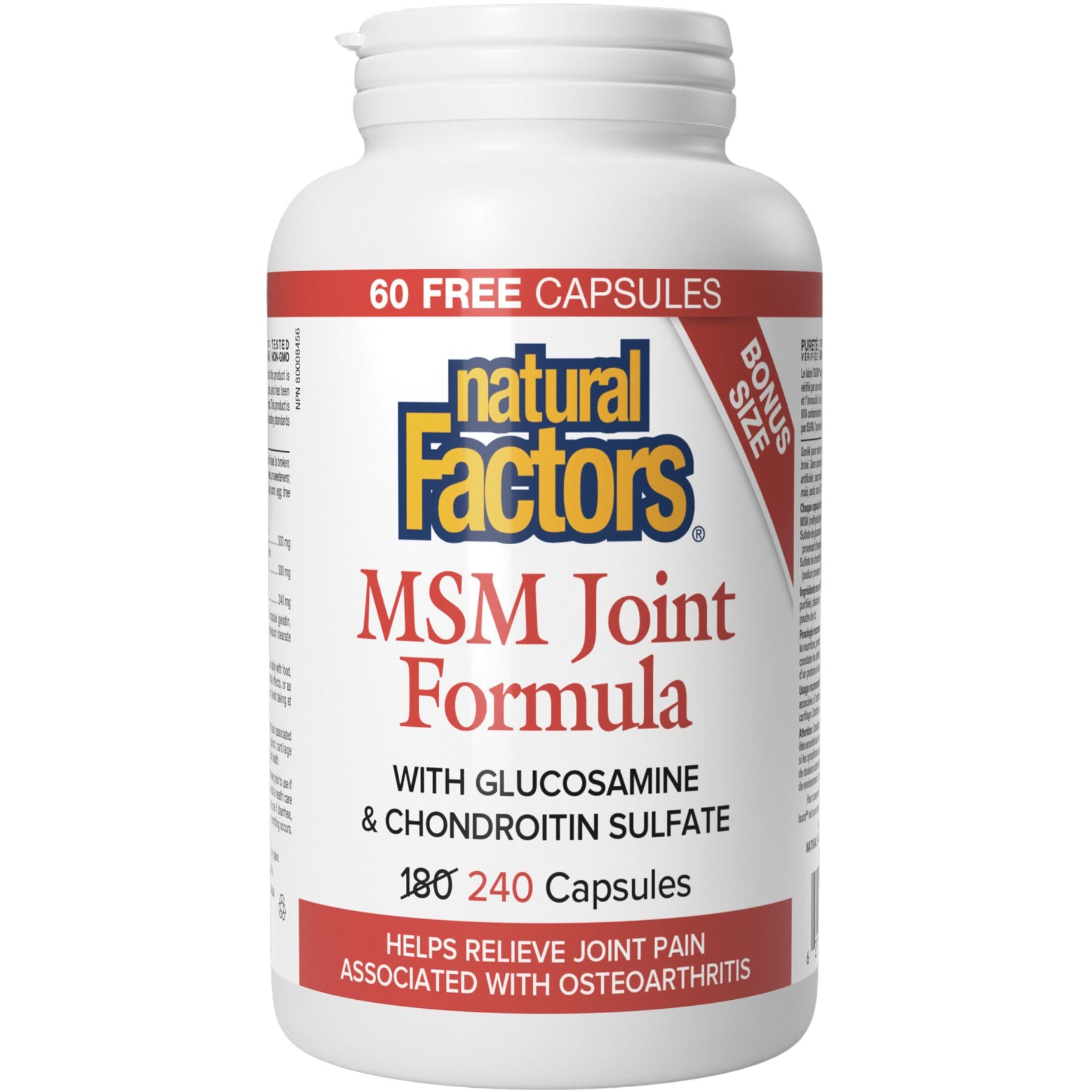 Natural Factors MSM Joint Formula 240s (180s + 60 FREE)