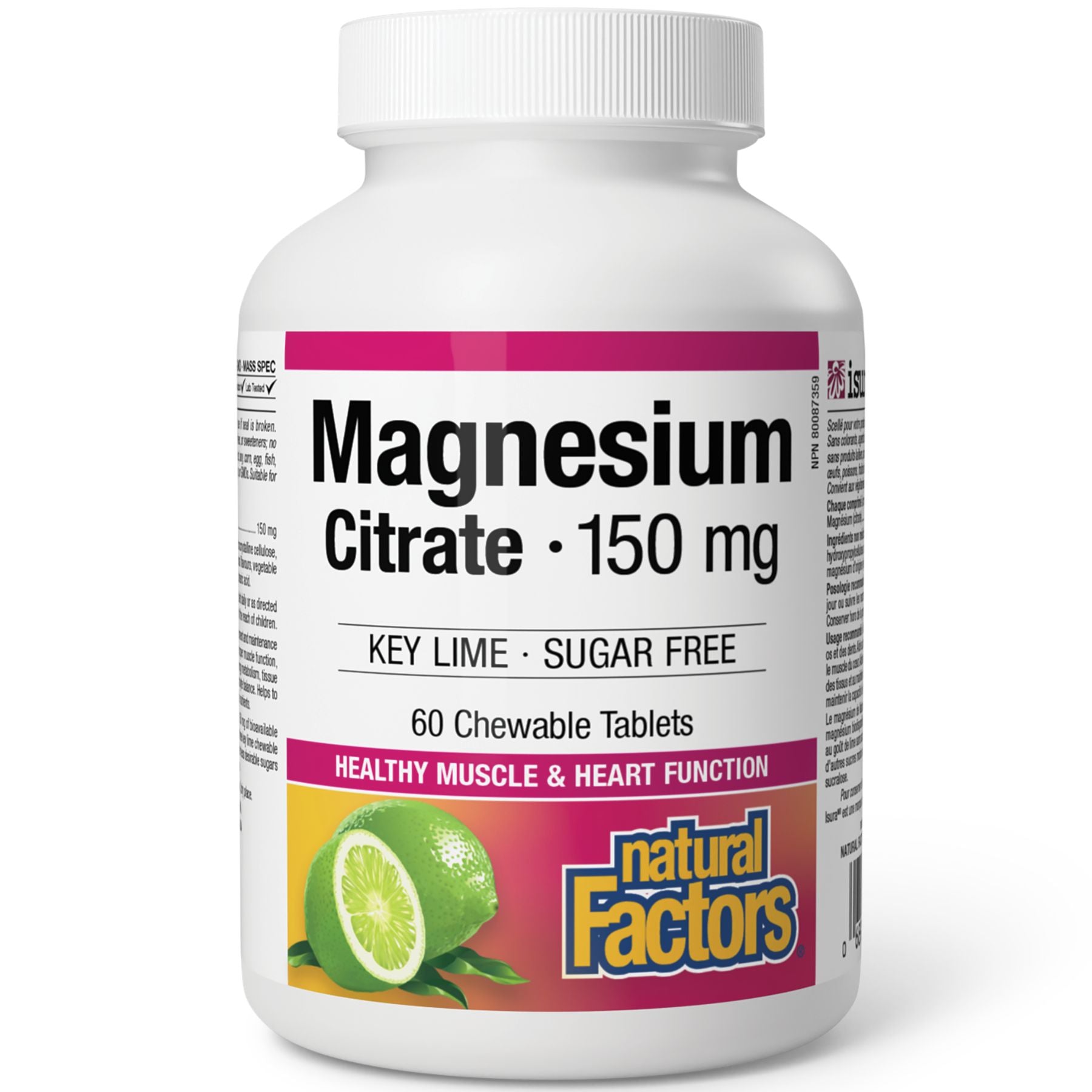 Natural Factors Magnesium Citrate Chews, Key Lime 60s