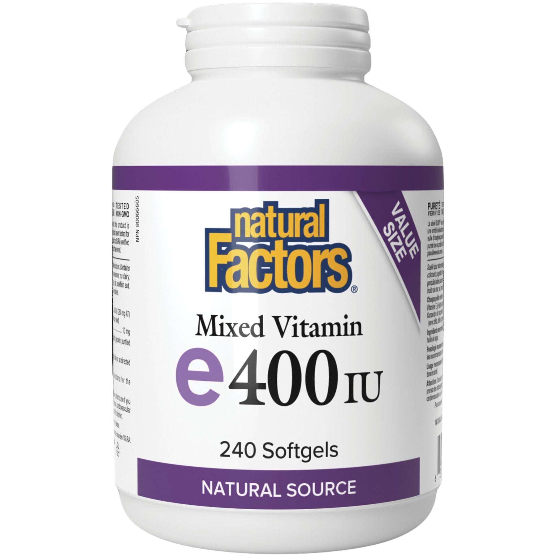 Natural Factors Mixed Vitamin E400 IU Bonus Size 240s (210s + 30 FREE)