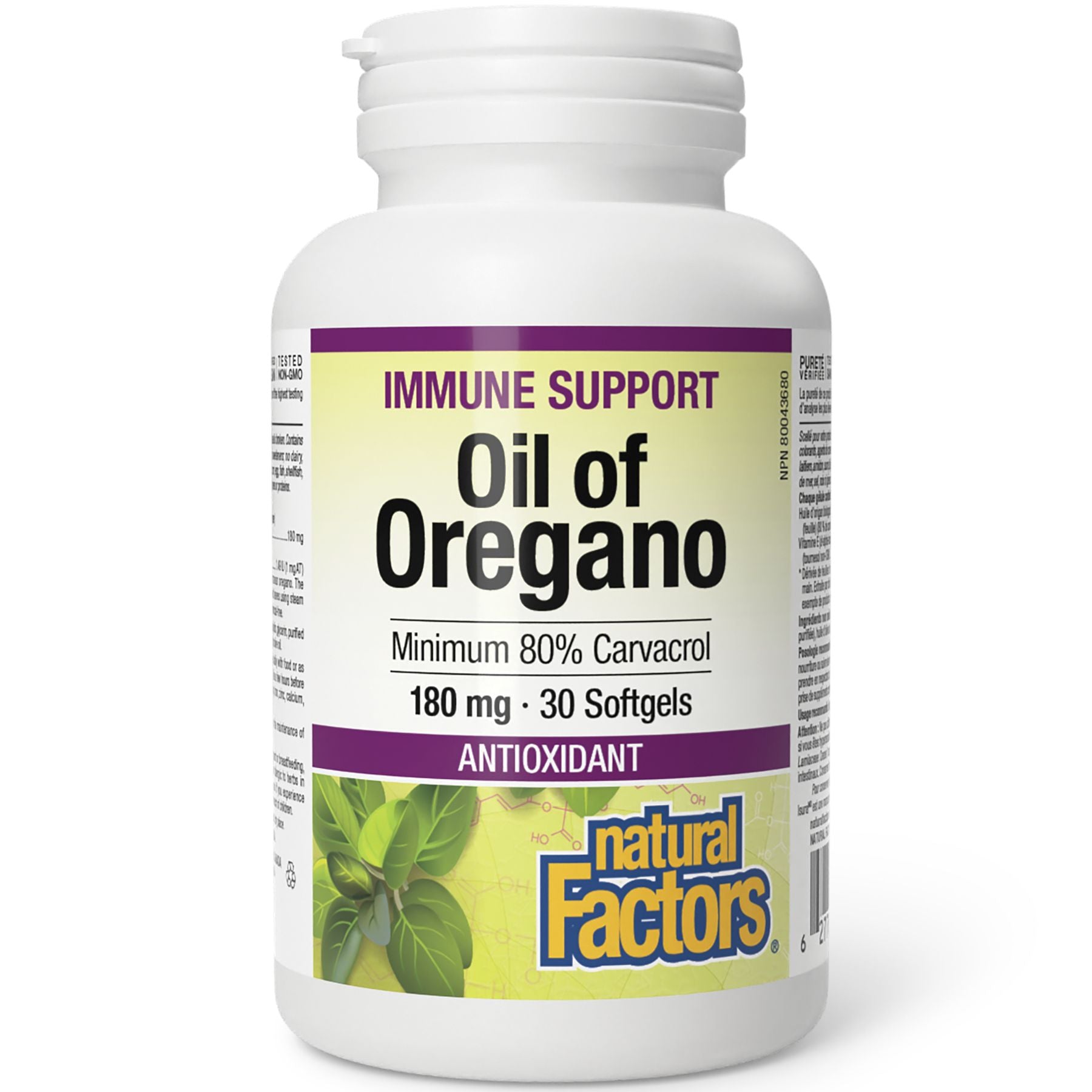 Natural Factors Oil of Oregano 180 mg 30s