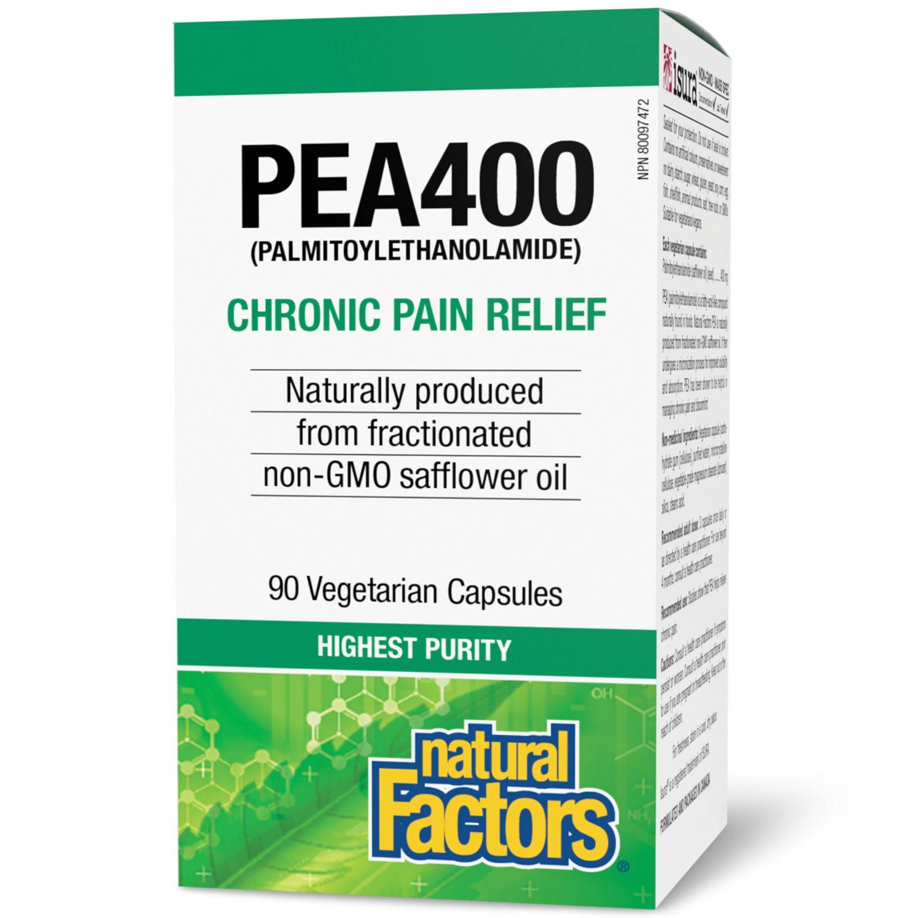 Natural Factors PEA400 Palmitoylethanolamide Pain Relief 90s