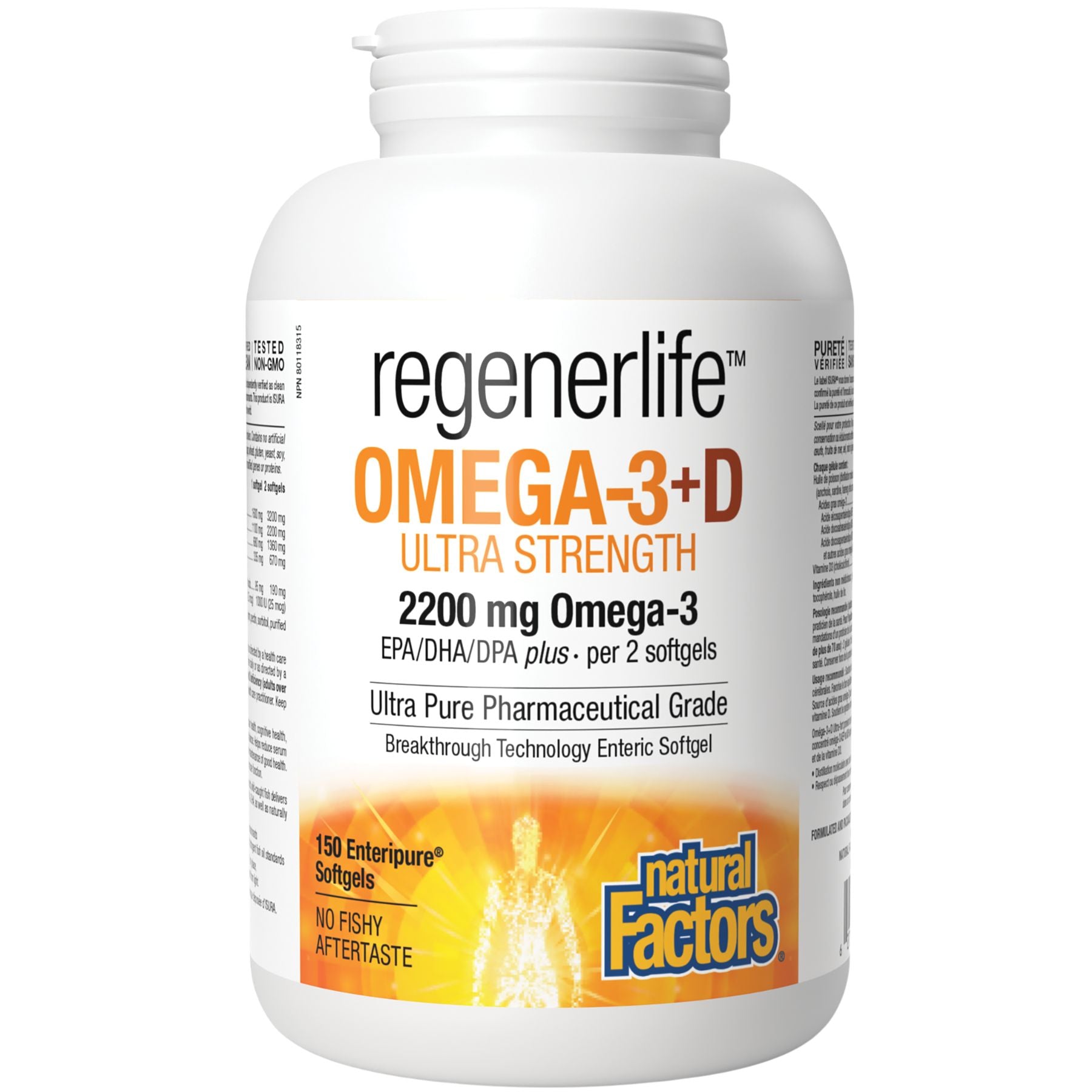 Natural Factors Regenerlife Ultra Strength Omega-3+D 150s