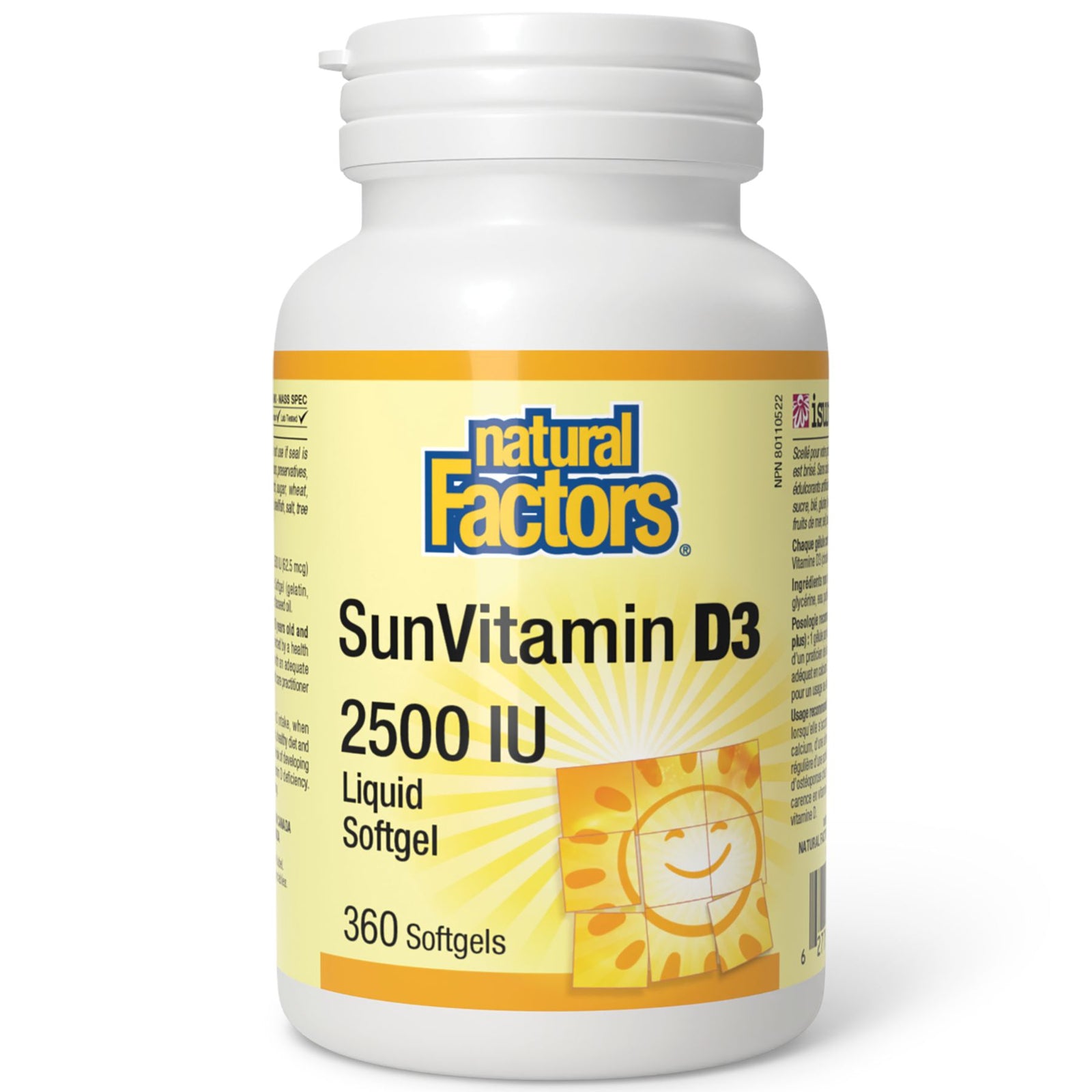 Natural Factors SunVitamin D3 2500IU Softgels 360s