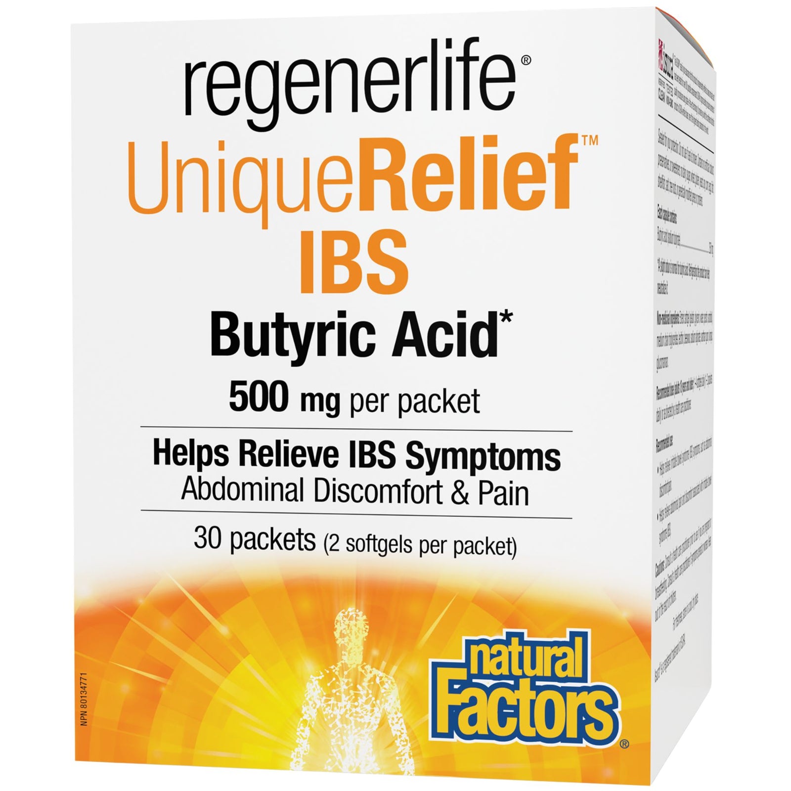 Natural Factors Regenerlife UniqueRelief IBS Butyric Acid 30 Packets