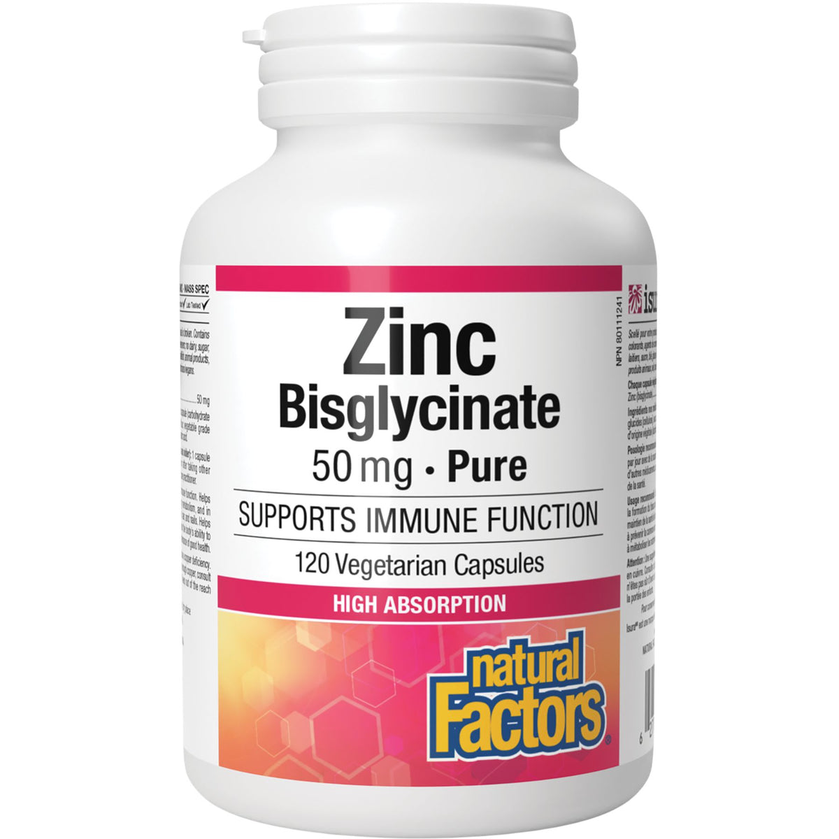 Natural Factors Zinc Bisglycinate 50mg 120s