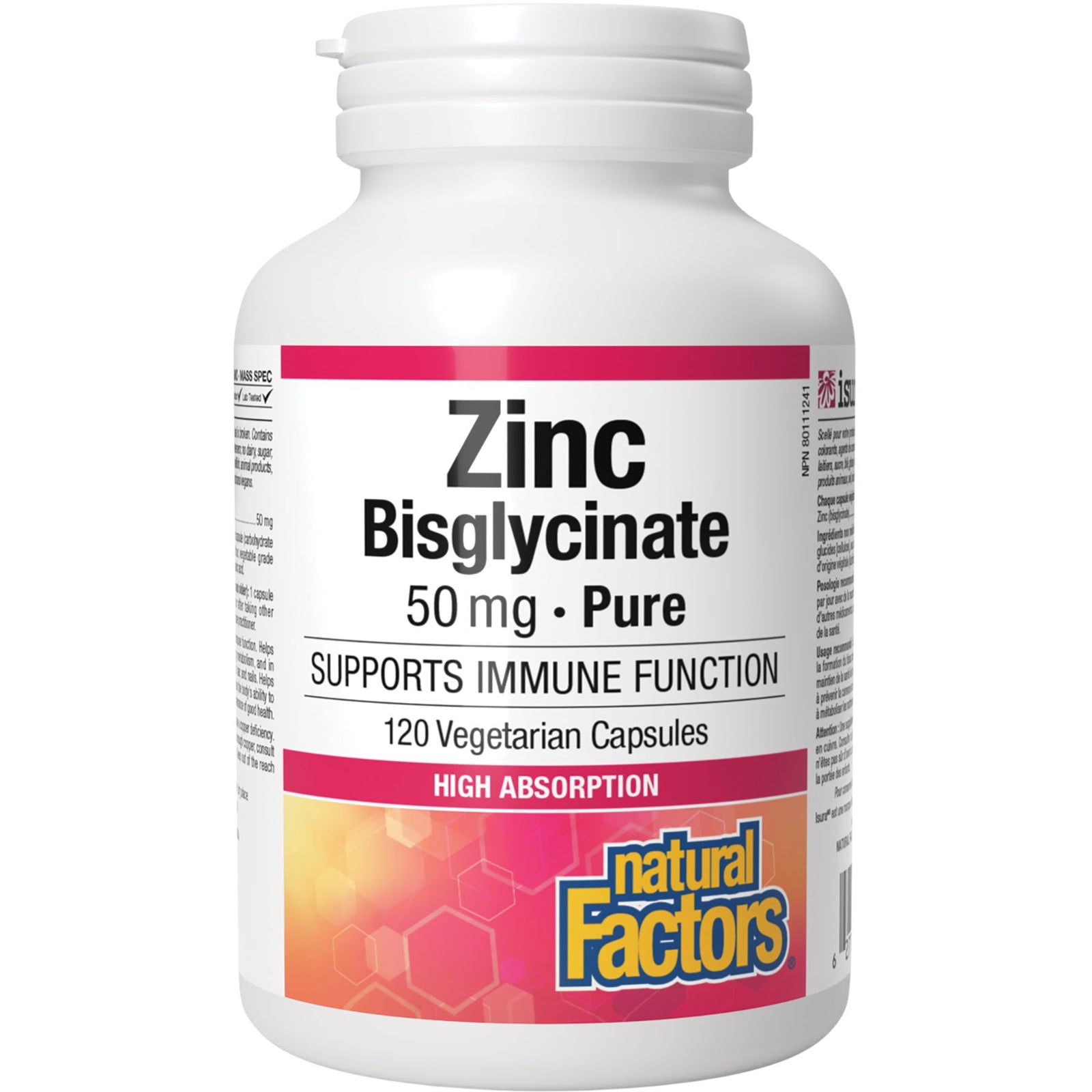Natural Factors Zinc Bisglycinate 50mg 120s