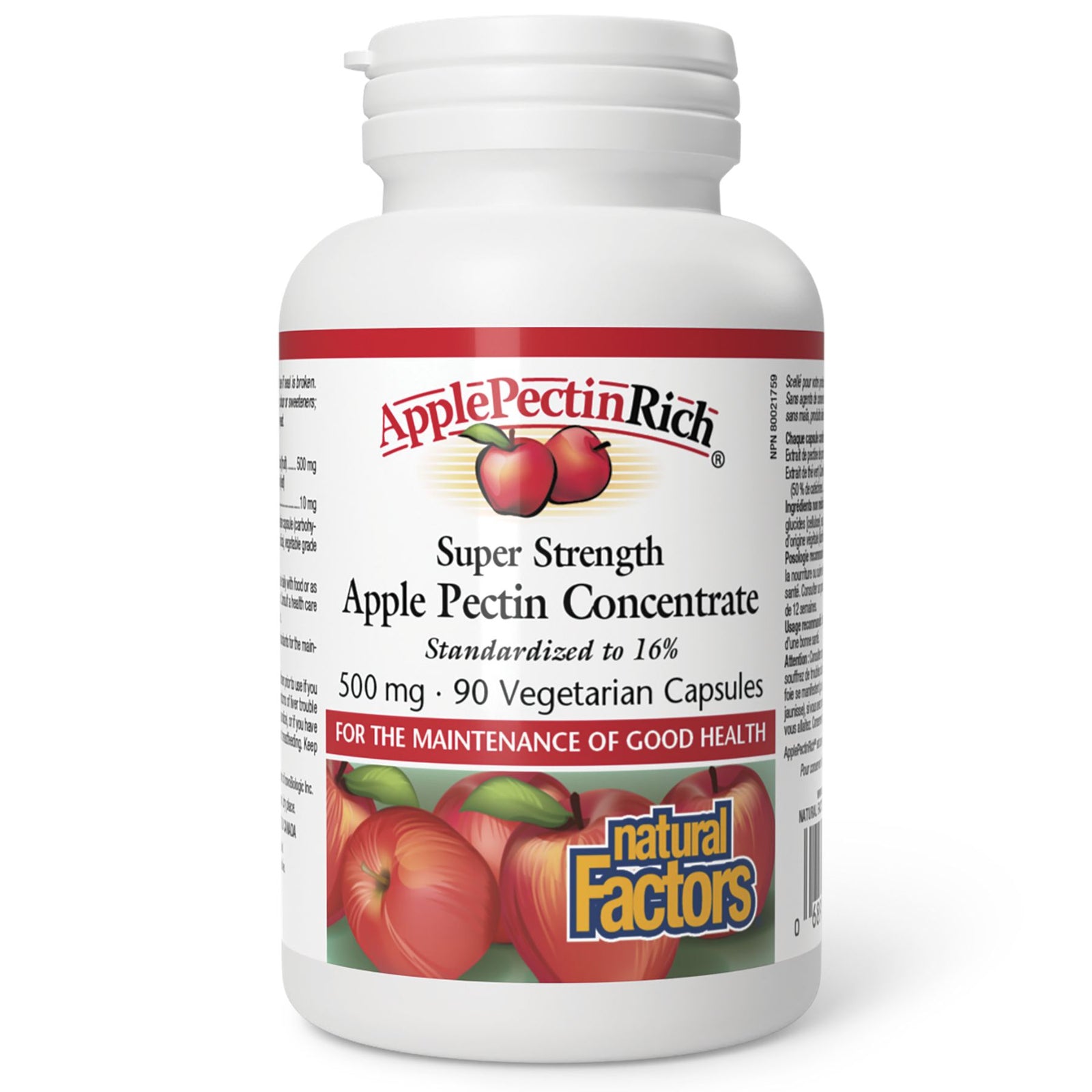 Natural Factors ApplePectinRich Super Strength Apple Pectin Concentrate 500 mg 90s