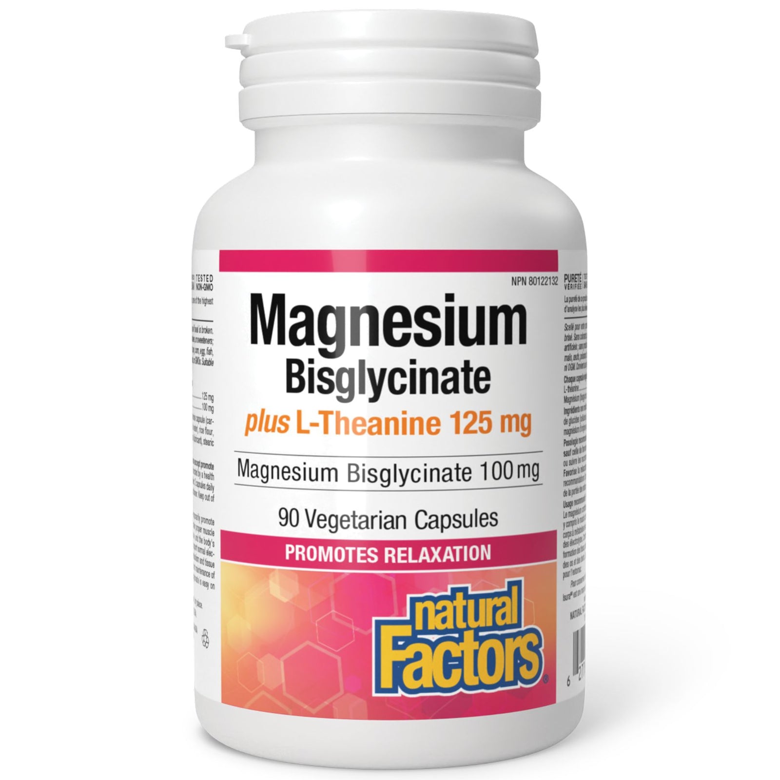 Natural Factors Magnesium Bisglycinate 100mg plus L-Theanine 125mg 90s