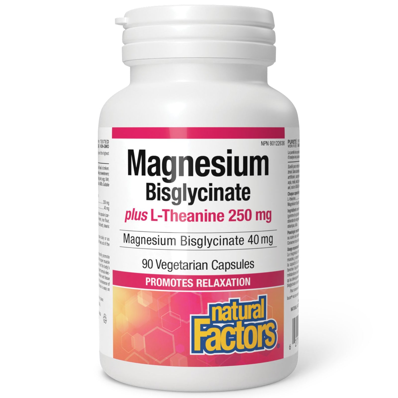 Natural Factors Magnesium Bisglycinate 40mg Plus L-Theanine 250 mg 90s