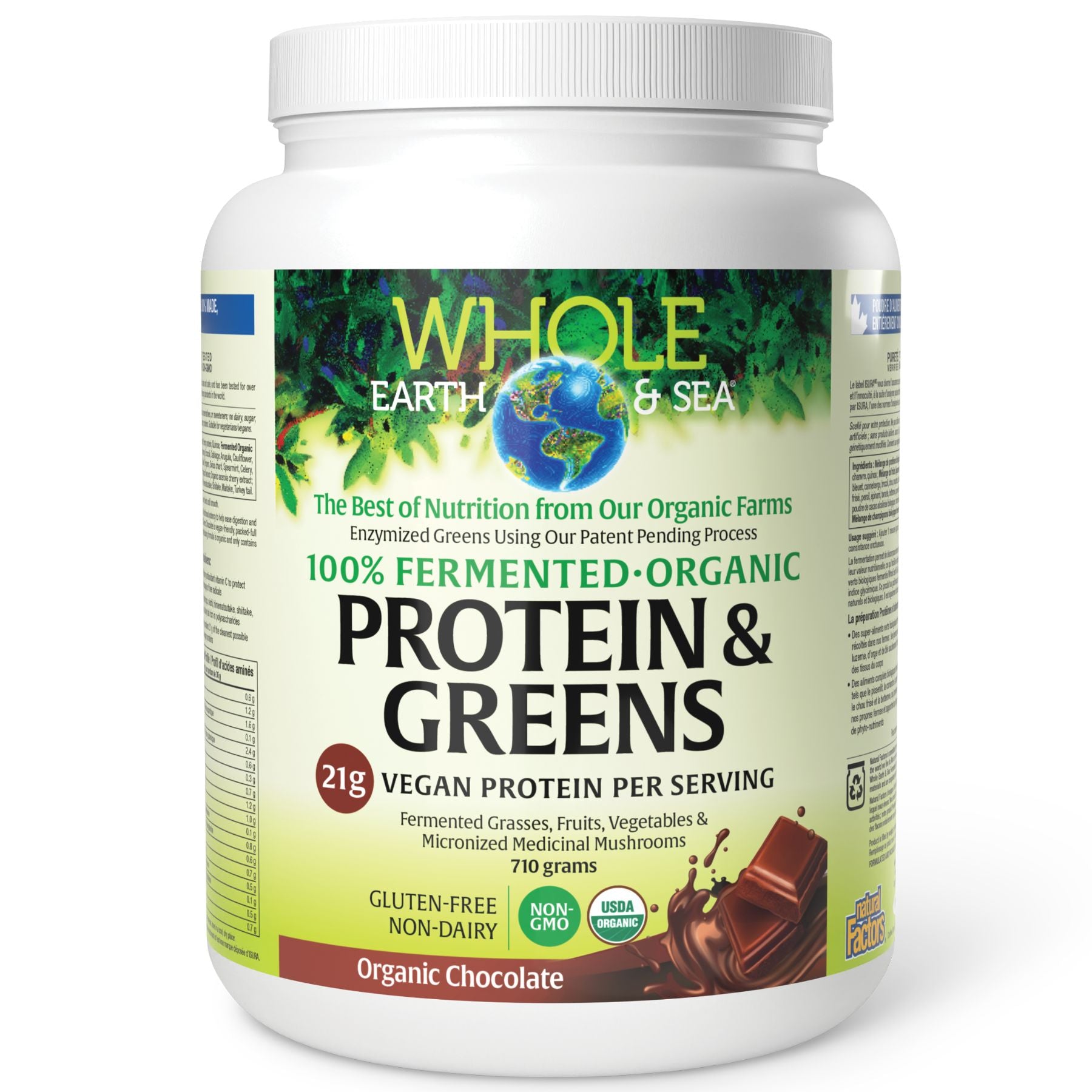 Whole Earth & Sea Fermented Organic Protein & Greens - Organic Chocolate 710g