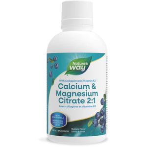 Nature's Way Calcium & Magnesium Citrate 2:1 with Vitamin K2, Blueberry 500ml