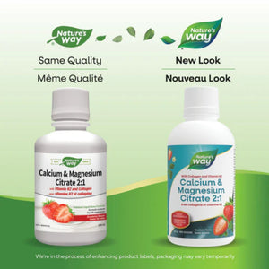 Nature's Way Calcium & Magnesium Citrate 2:1 with Vitamin K2, Strawberry 500ml