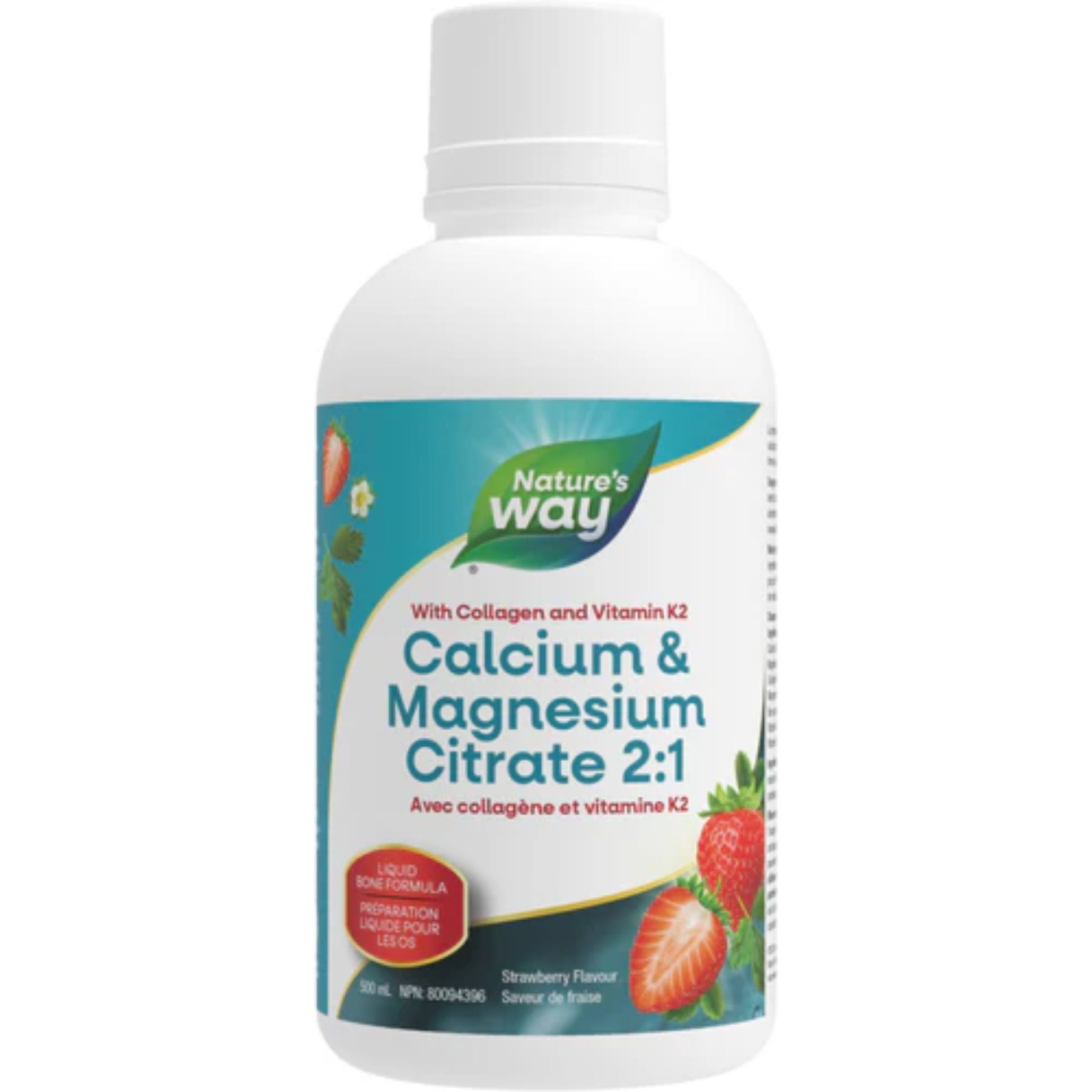 Nature's Way Calcium & Magnesium Citrate 2:1 with Vitamin K2, Strawberry 500ml