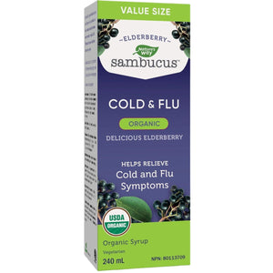 Nature's Way Sambucus Organic Elderberry Cold & Flu Syrup 240ml (VALUE SIZE)