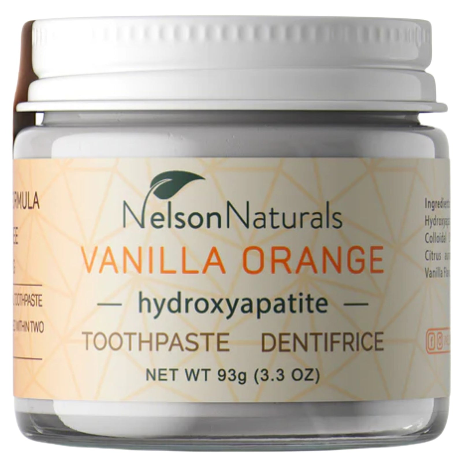 Nelson Naturals Vanilla Orange Toothpaste with Hydroxyapatite 93g