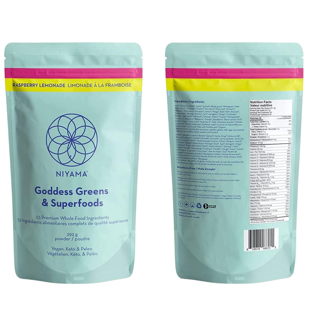 Niyama Wellness Goddess Greens & Superfoods - Raspberry Lemonade 292g