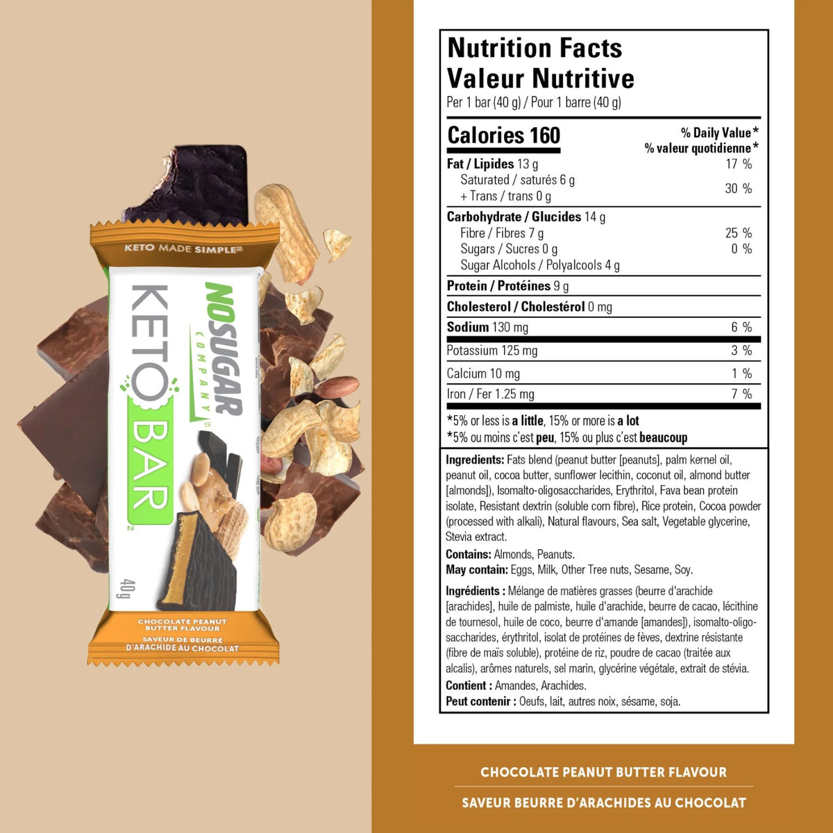 No Sugar Co. Keto Bar Chocolate Peanut Butter 40g