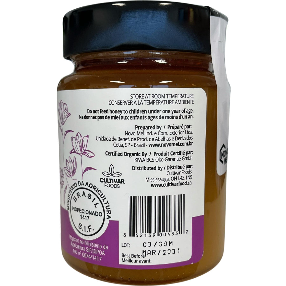 Novo Mel Raw Organic Tropical Flower Honey 500g