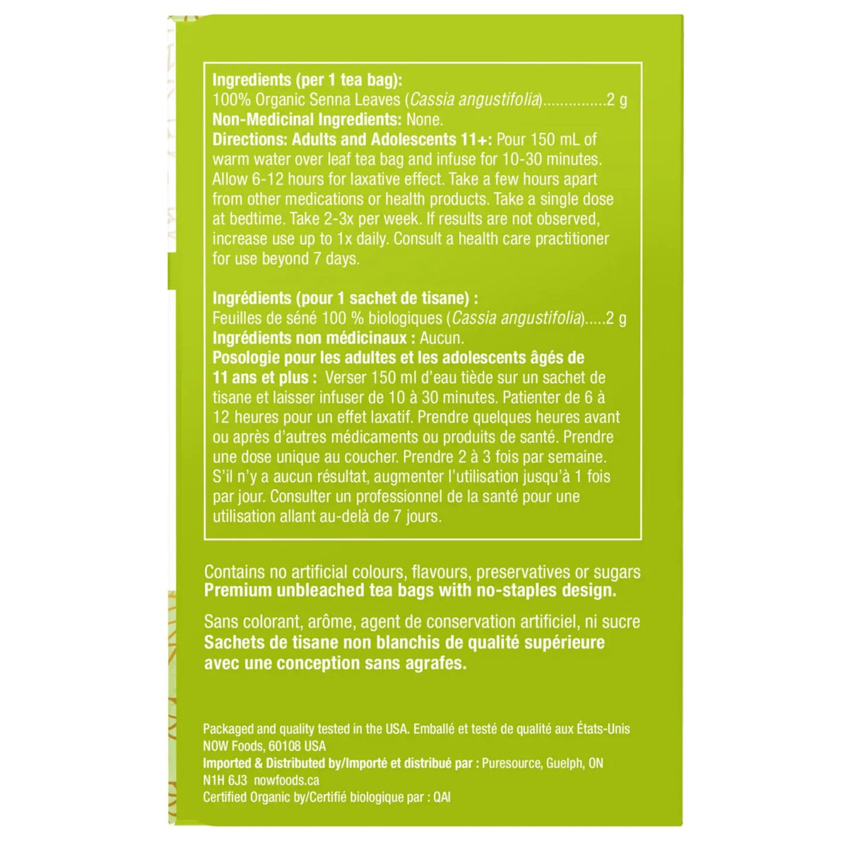 NOW Caring Tea Organic Senna 24ct