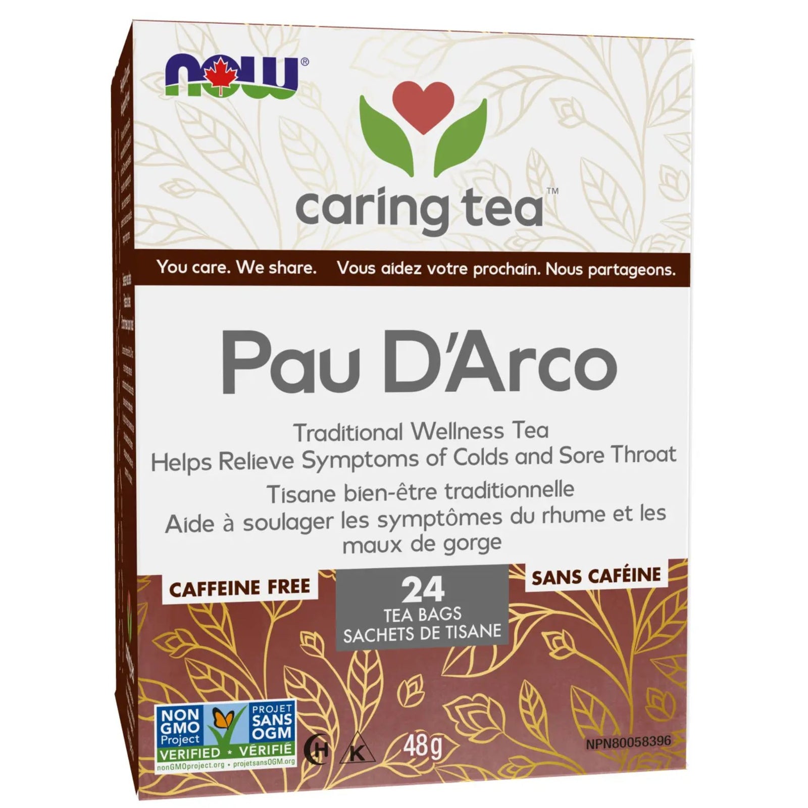 NOW Caring Tea Pau D'Arco Chai Wellness 24ct