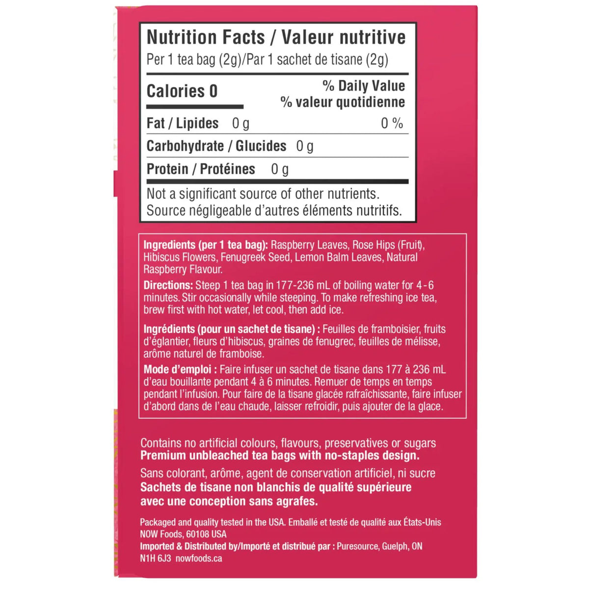 NOW Caring Tea Red Raspberry Tea 24ct