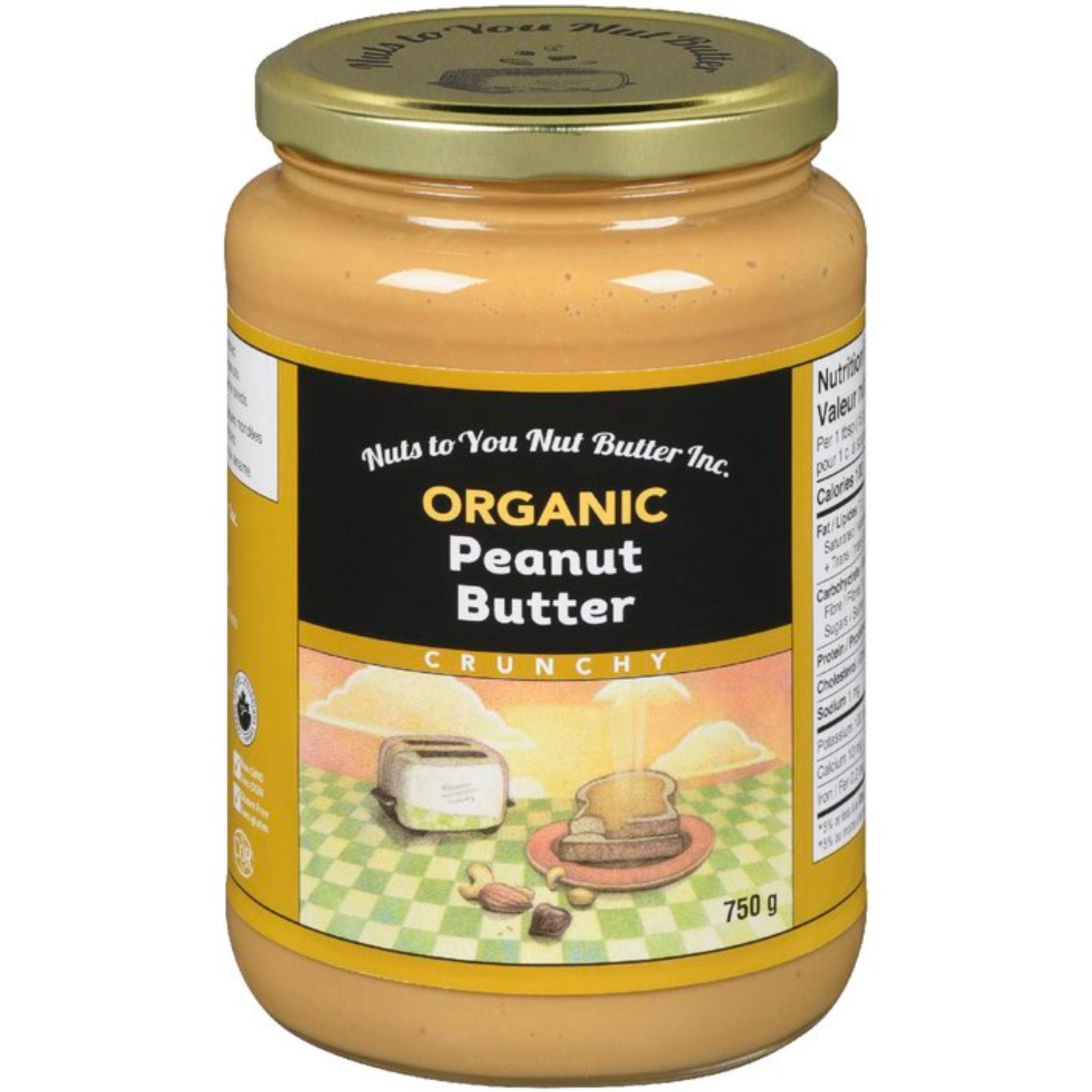 Nuts to You Organic Peanut Butter Crunchy 750g