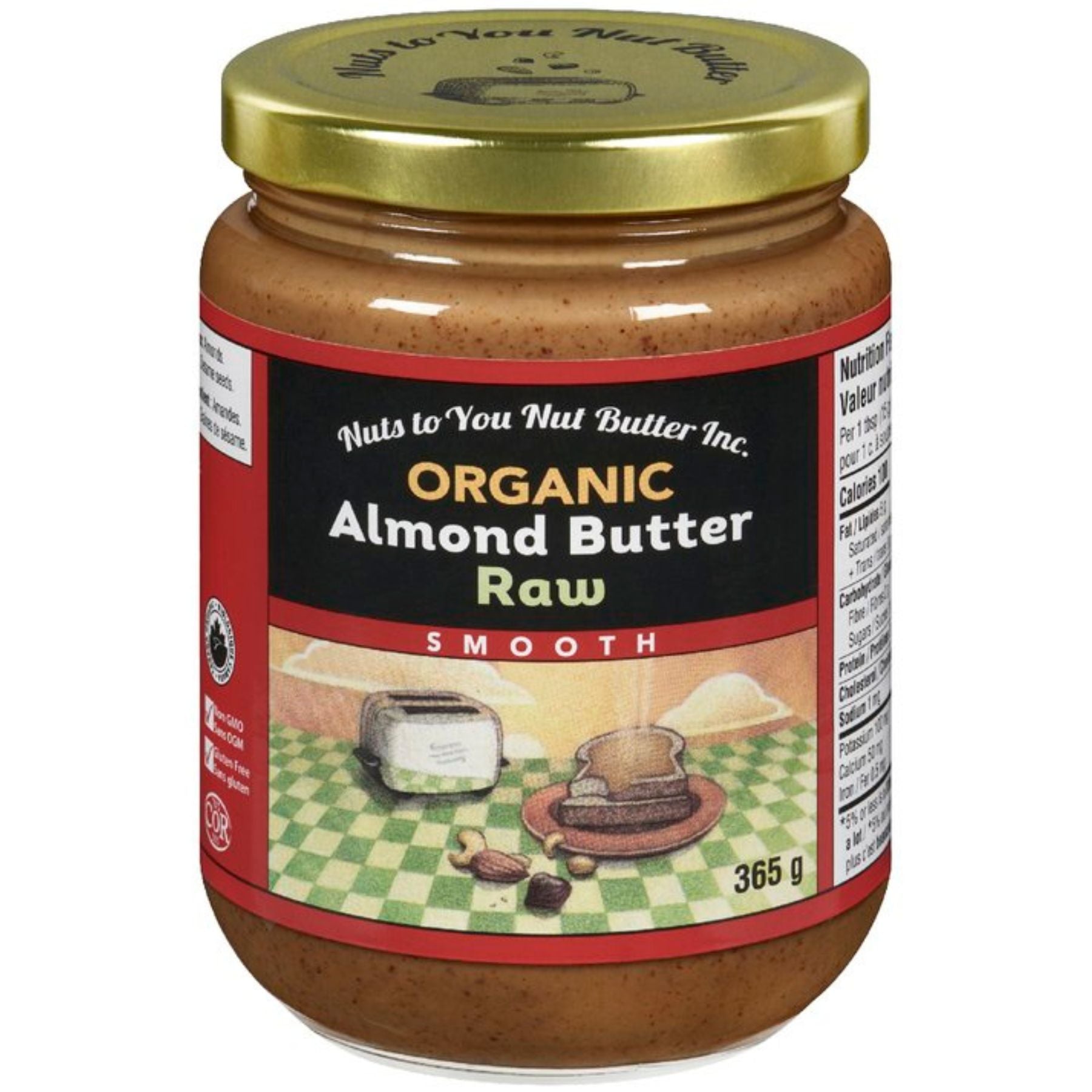 Nuts to You Organic Almond Butter Raw Smooth 365g