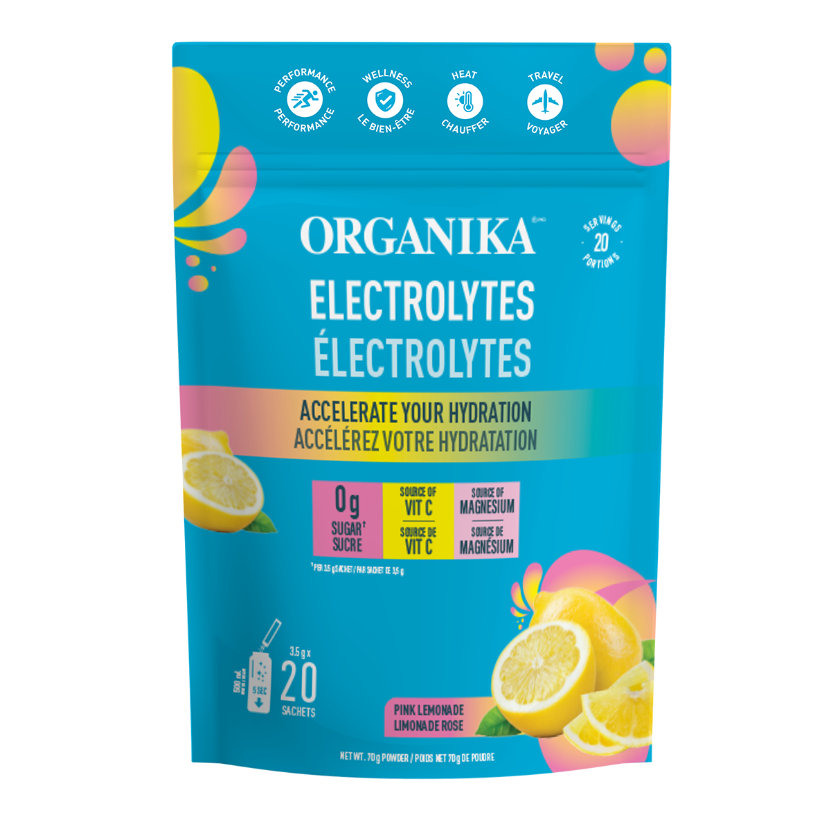 Organika Electrolytes Pink Lemonade - 20 Sachets