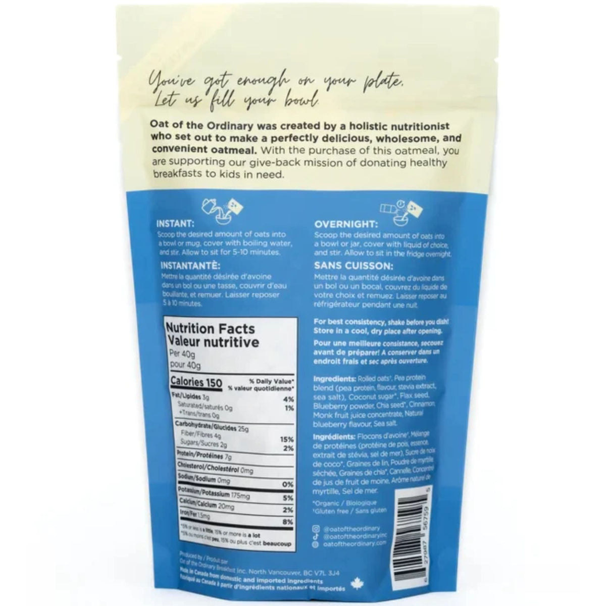 Oat of the Ordinary Blueberry Cinnamon Protein Oatmeal 360g