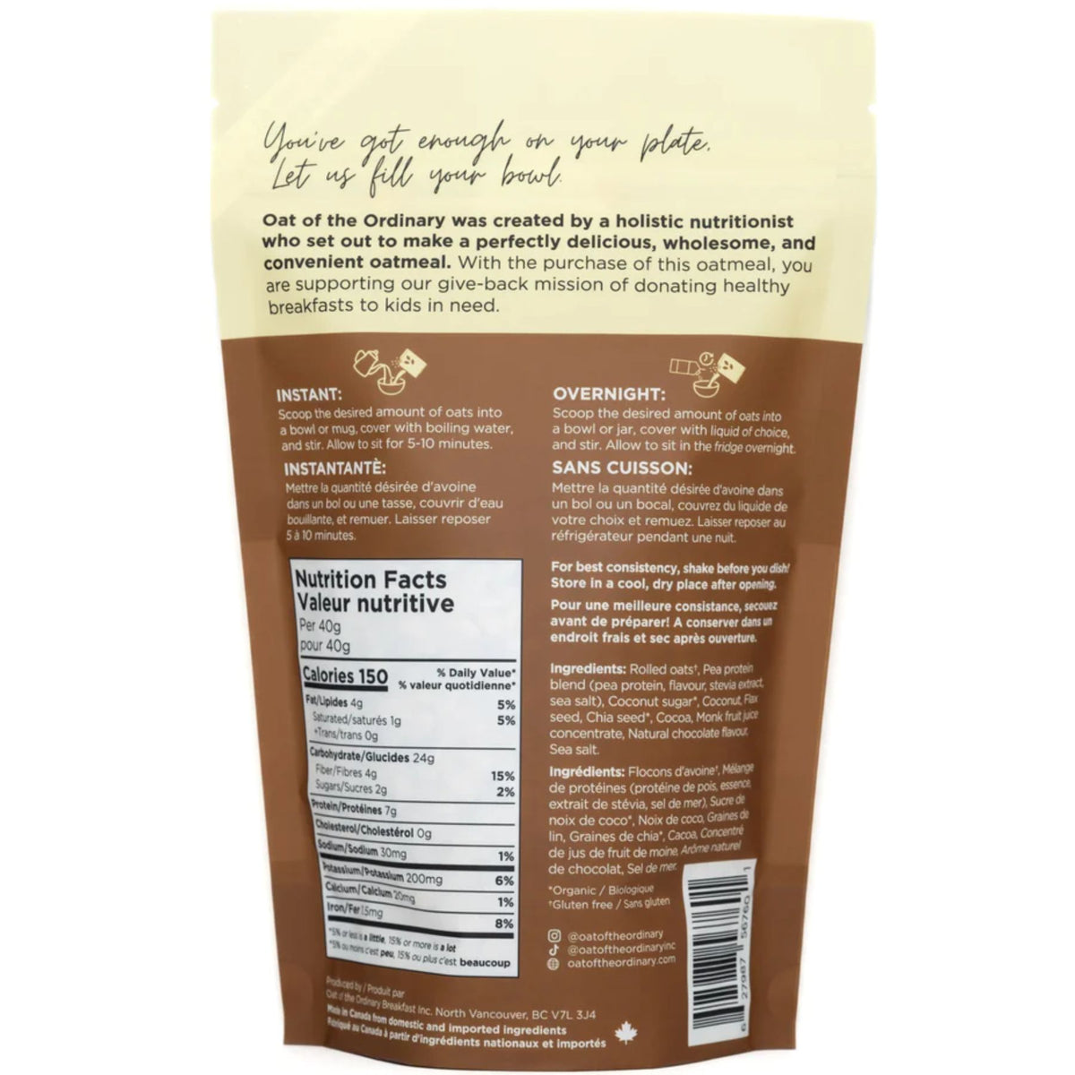 Oat of the Ordinary Chocolate Coconut Protein Oatmeal 360g