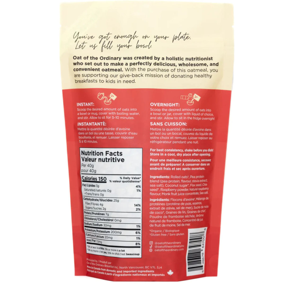 Oat of the Ordinary Raspberry Protein Oatmeal 360g
